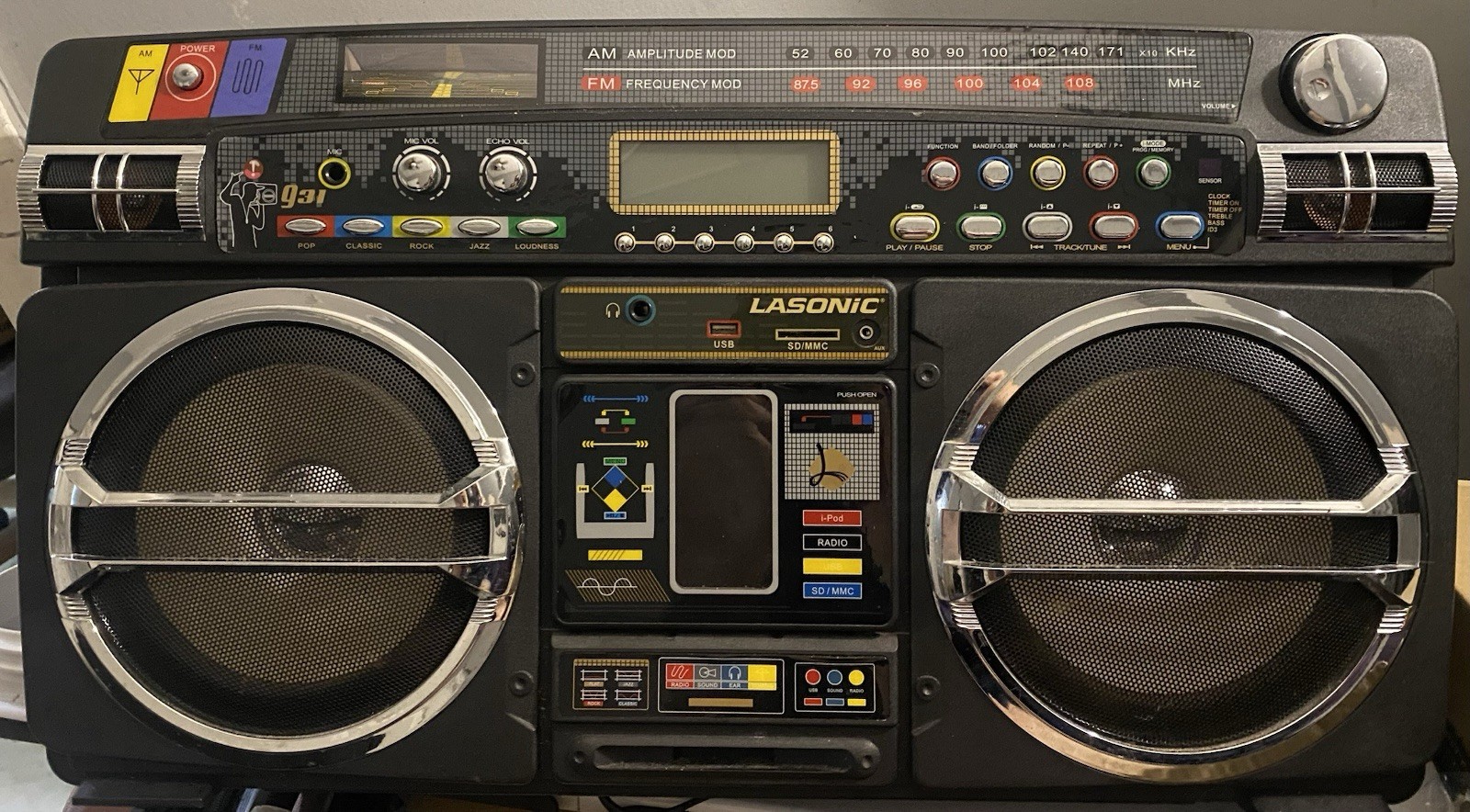 Vintage Lasonic i-931 iPod Vintage Boombox IPOD AUX SD Card USB -Video Demo Read