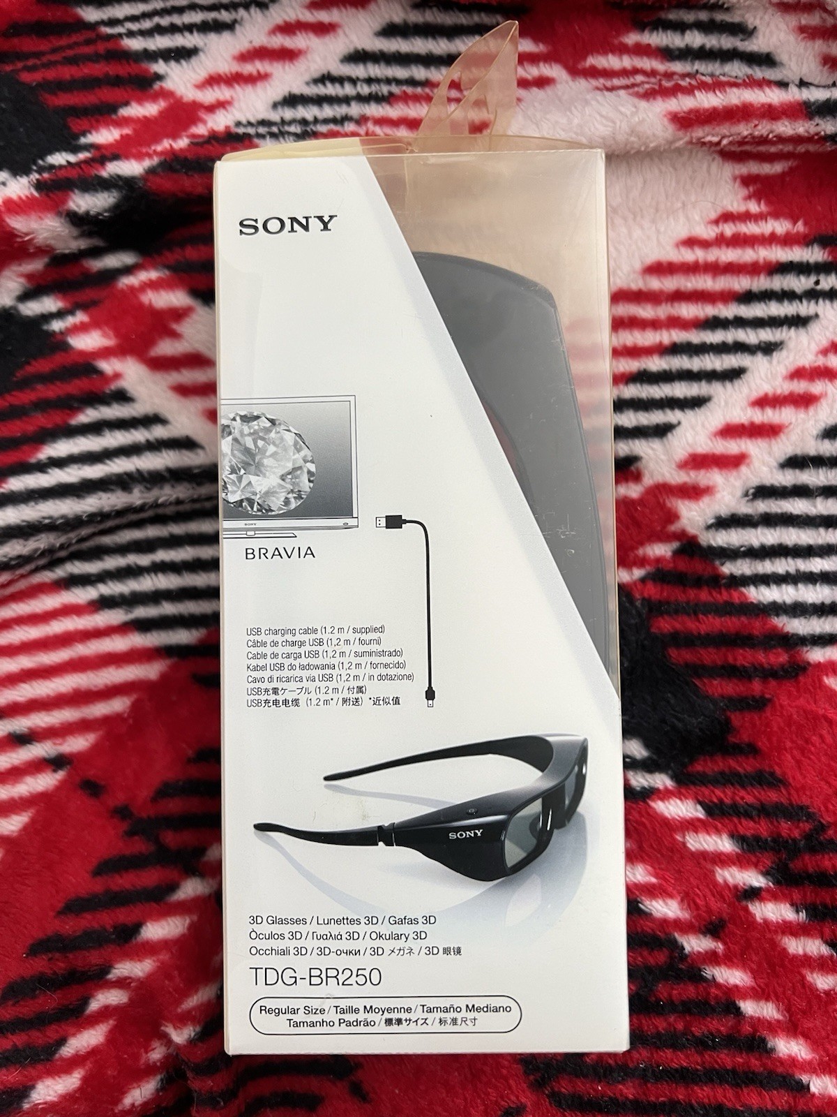 Sony TDG-BR250 TDG-BR250/B 3D Glasses Regular Size Black 2012 Model