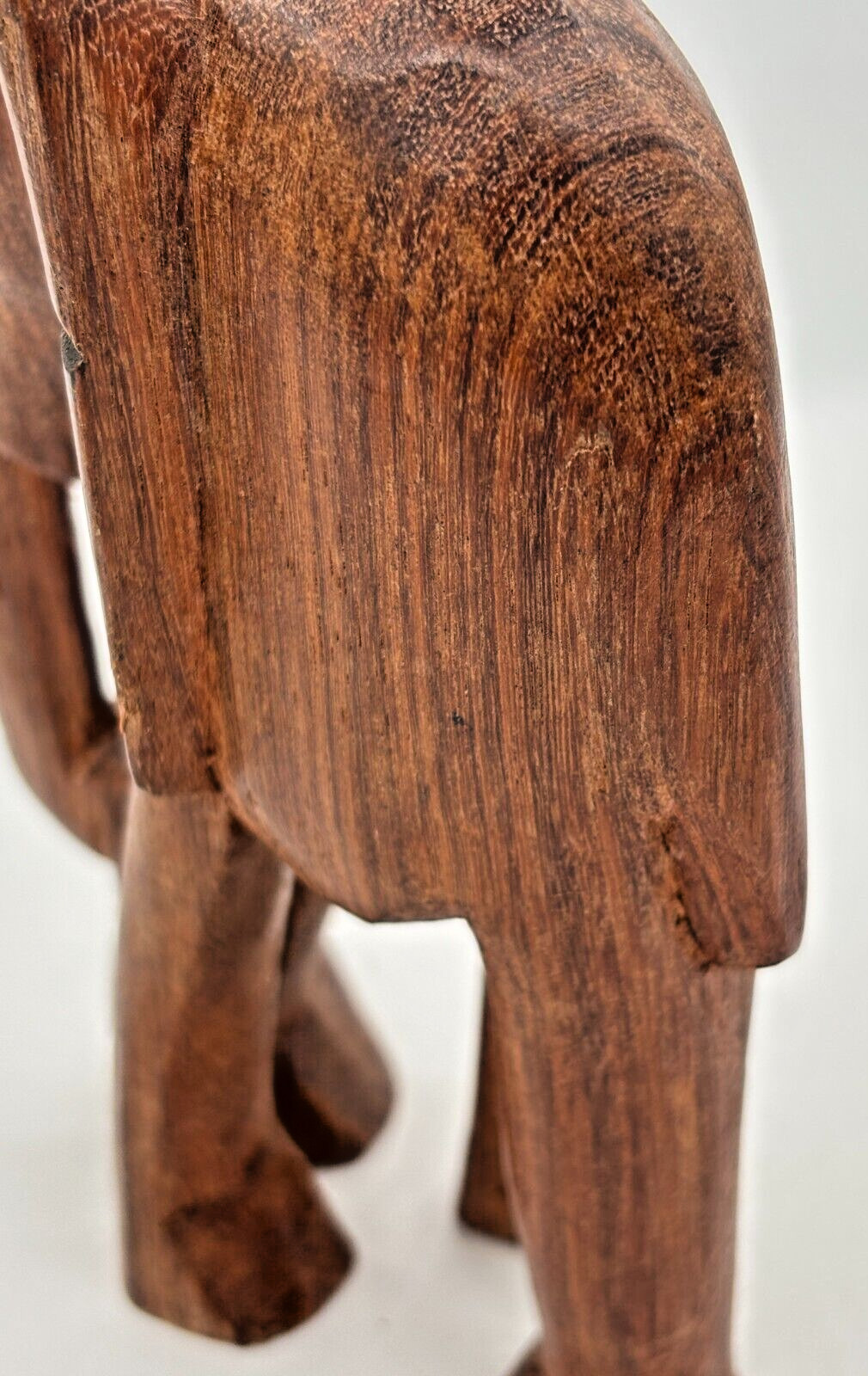 Vintage Hand Carved Wooden Elephant Figurine Rosewood Primitive Africa 5.5"H