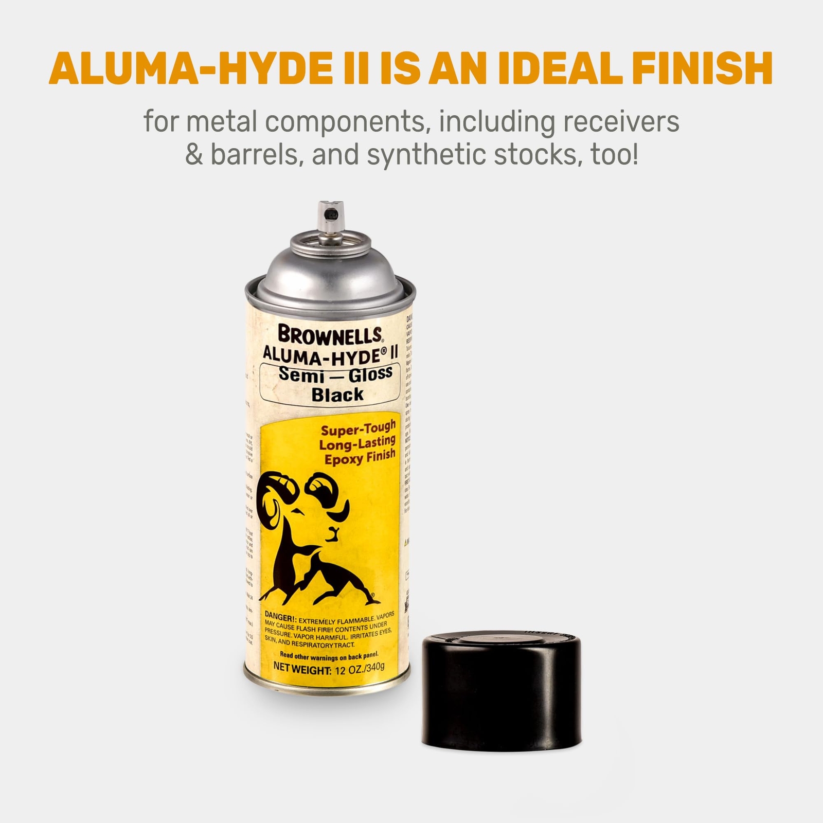 Brownells Aluma-Hyde II Epoxy Based Firearm Finish Spray Paint Semi Gloss Black