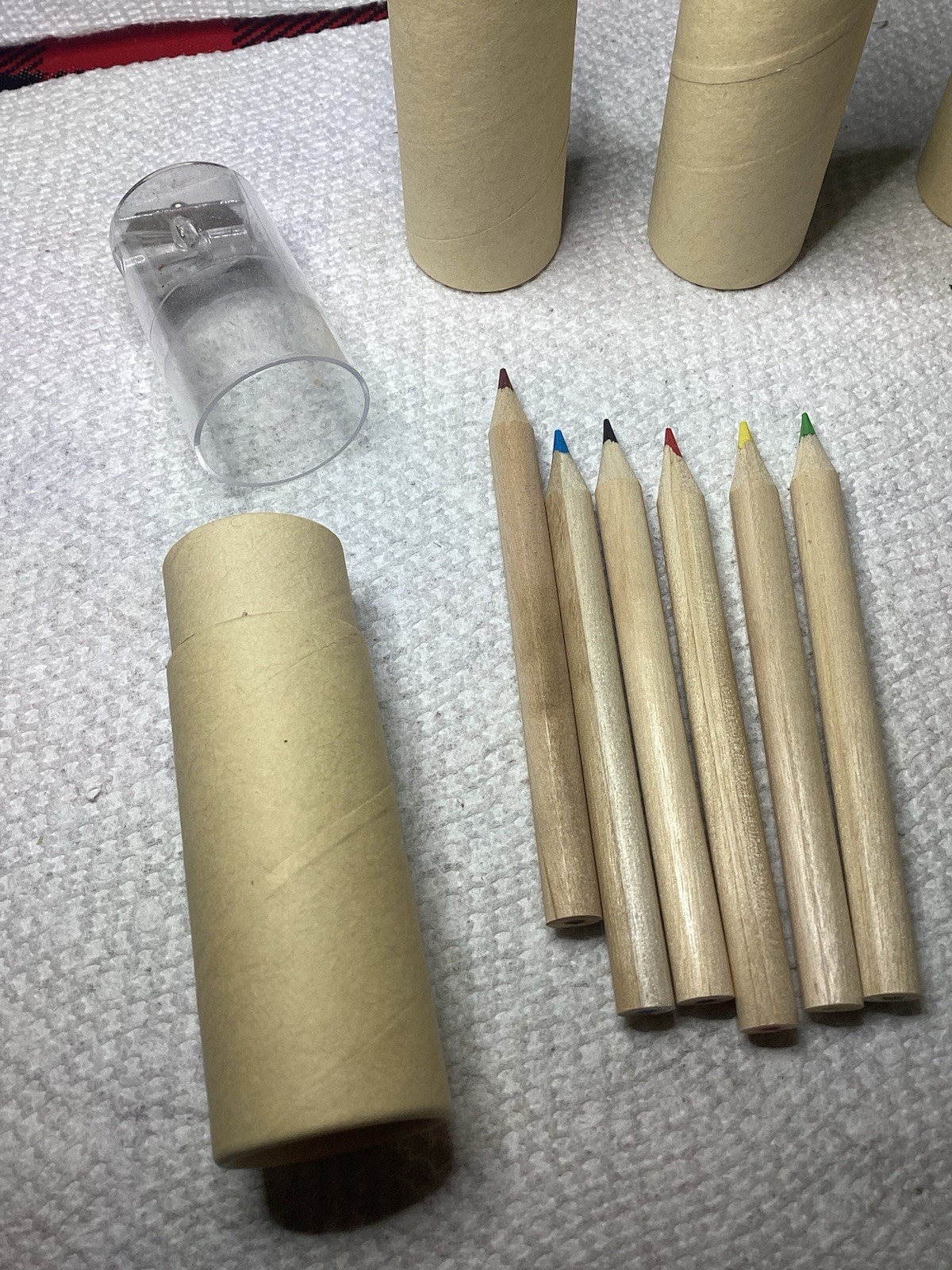 4-pack Mini Wood Colored Pencil Travel Sets With Built-in Sharpeners