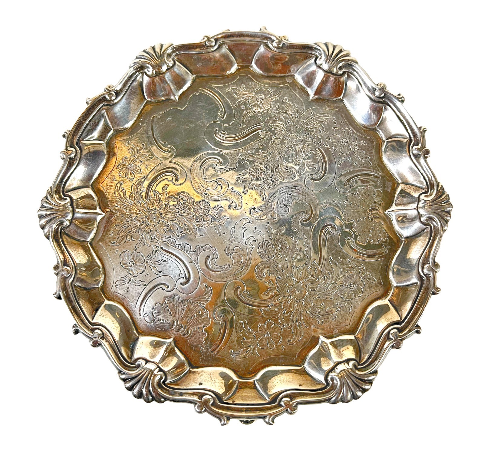 George II Sterling Silver footed Salver William Justis 1750