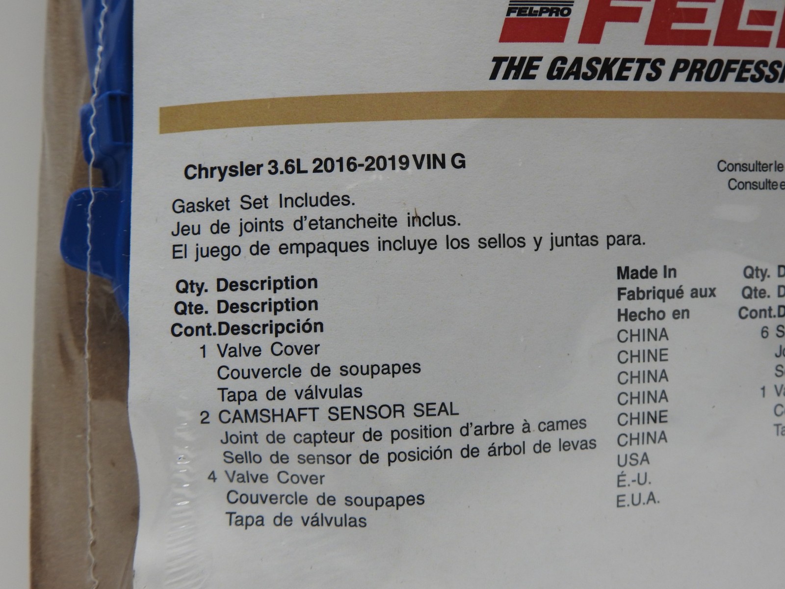 Fel-Pro VS 50960 R Valve Cover Gasket Set For Chrysler Dodge Jeep Ram 3.6L ~NEW~