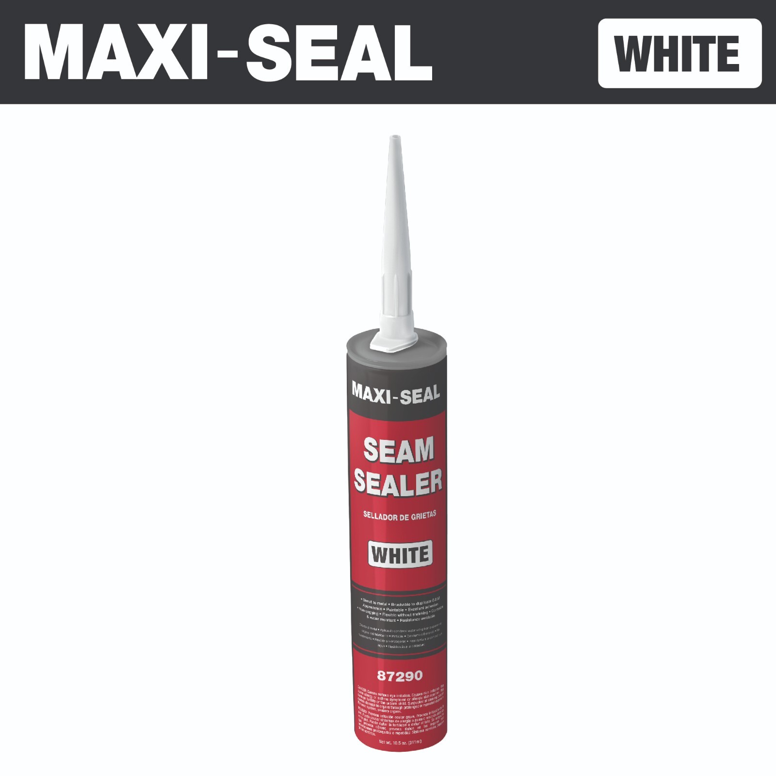 Maxi-Seal Polyurethane Seam Sealer Automotive - White, 10.5oz Tube