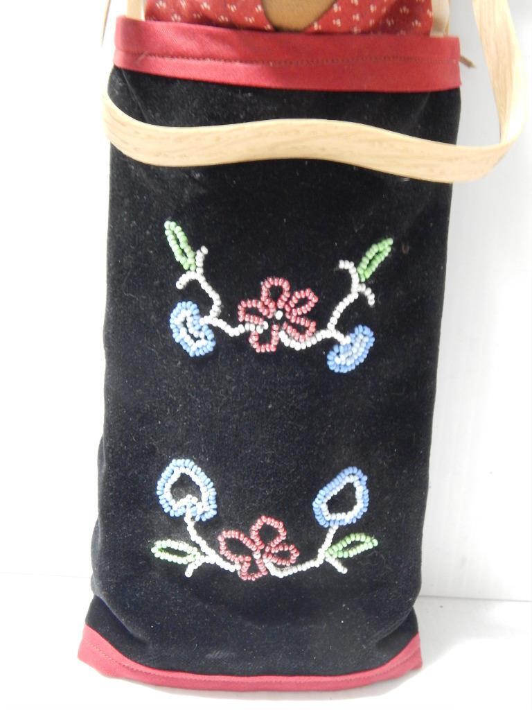 VINTAGE CHIPPEWA / OJIBWE TOY / DOLL SIZED CRADLEBOARD - BEADED + NICE COND