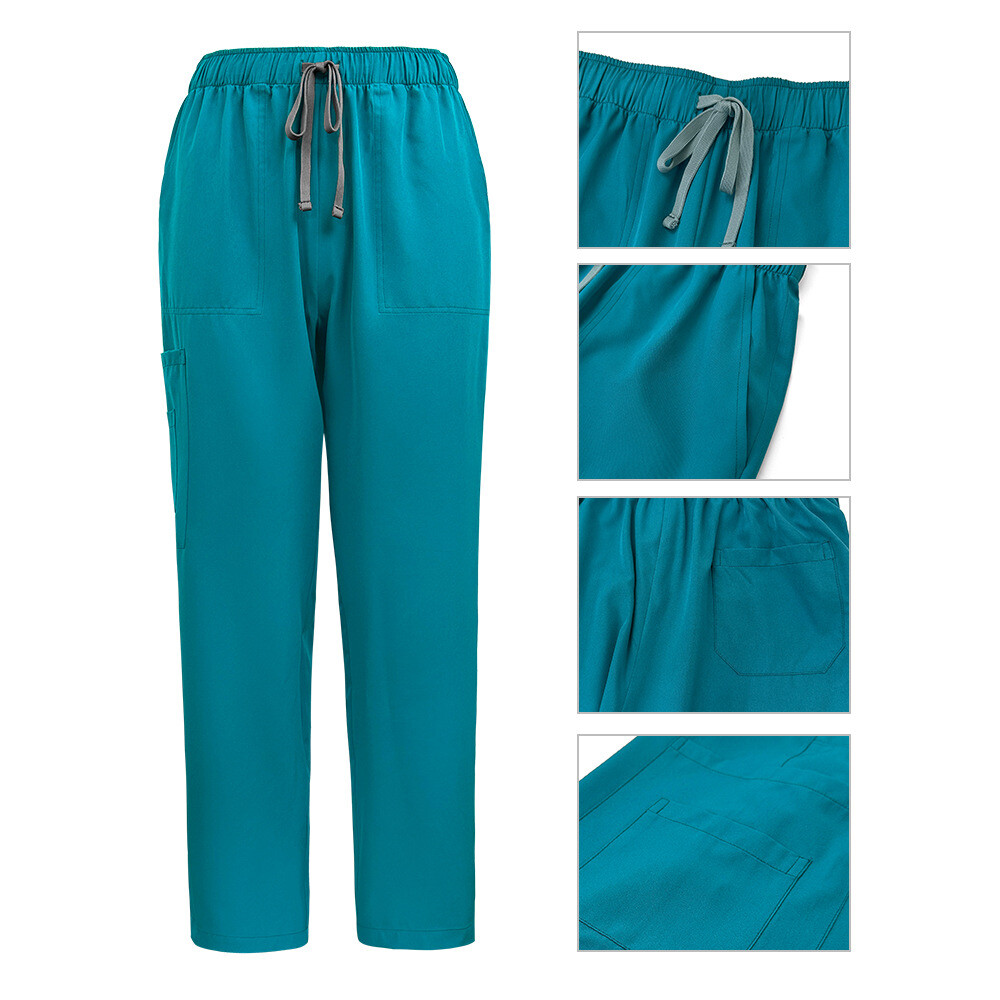 NiaaHinn Scrub Set Women Nurse Uniform Stretch Stand-Up Collar Straight Leg Pant