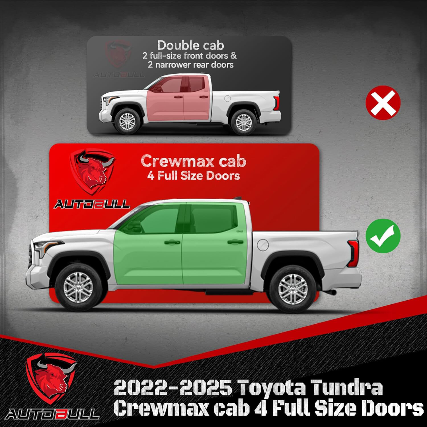 Running Boards For 2022-2025 Toyota Tundra Crew Max Cab Side Step Truck Nerf Bar