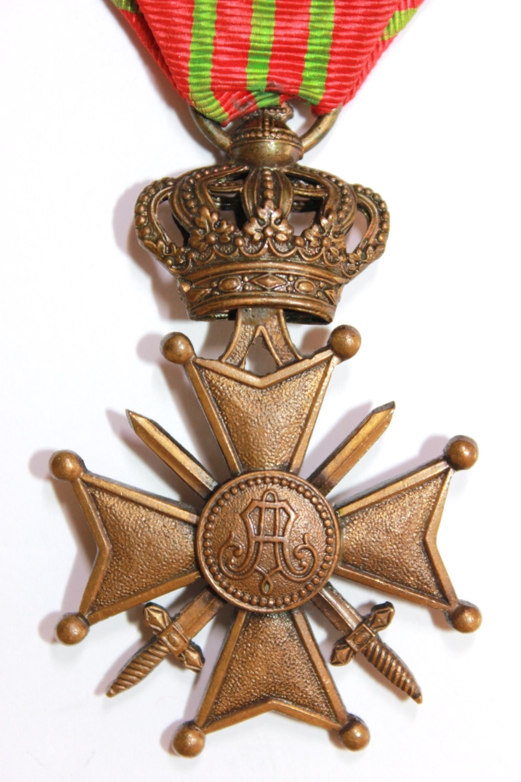 BELGIUM: Croix de Guerre 1914-18; Belgian WW1 Cross of War Medal; 2 Bronze Palms