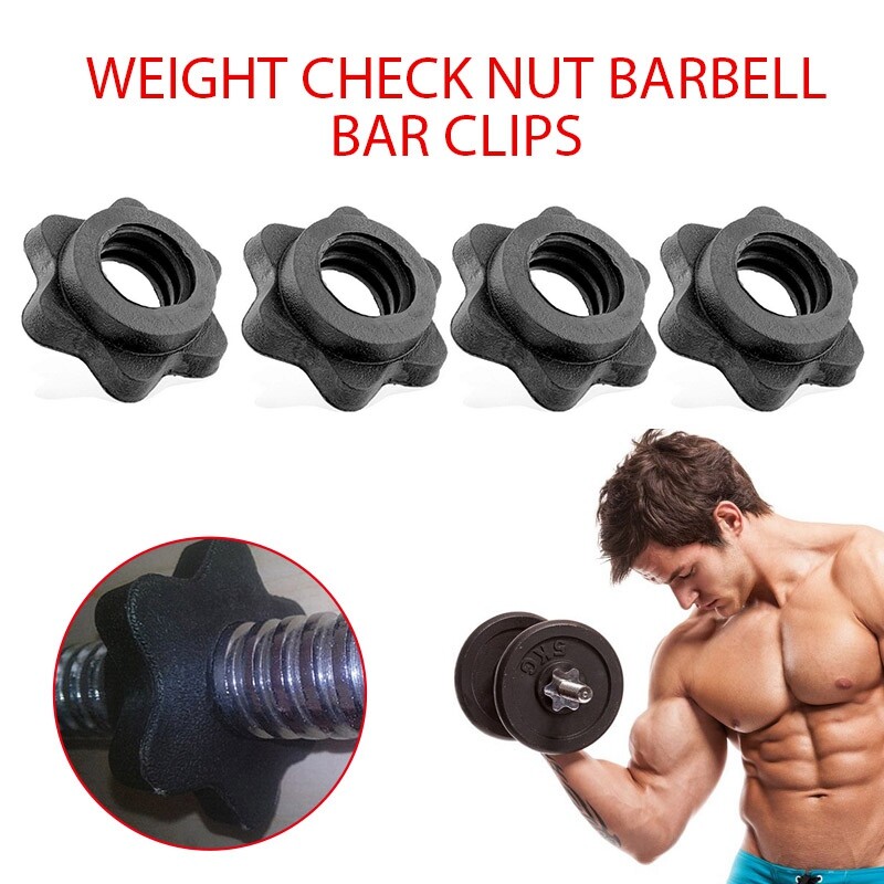 4PC Weight Check Nut Barbell Bar Clips Spin Lock Screw Dumbbell Spinlock Collars