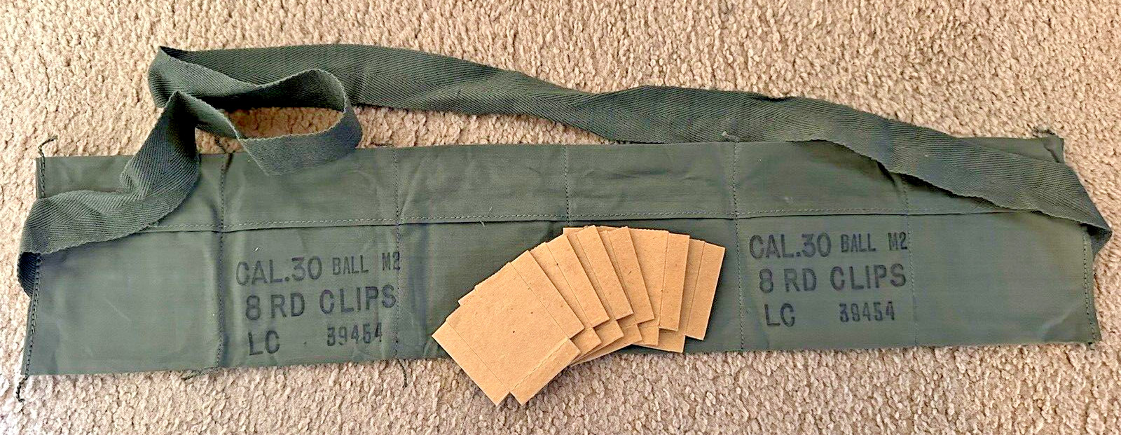 US M1 Garand Bandolier Ammo Pouch CAL 30 BALL M2 8 RD CLIPS bandoleer 30-06