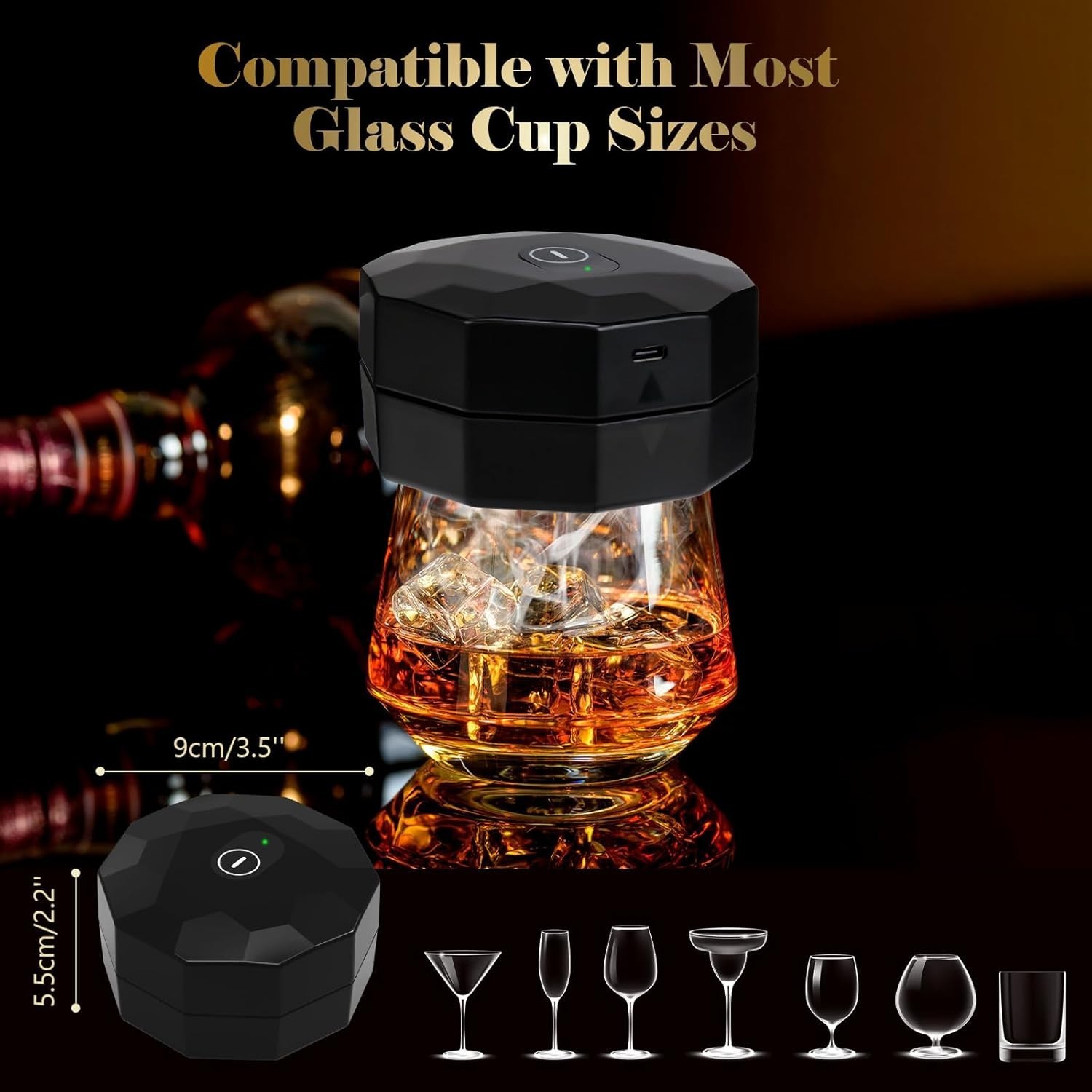 Electric Whiskey Smoker Kit with 6 Flavors Wood Chips & LED Light,