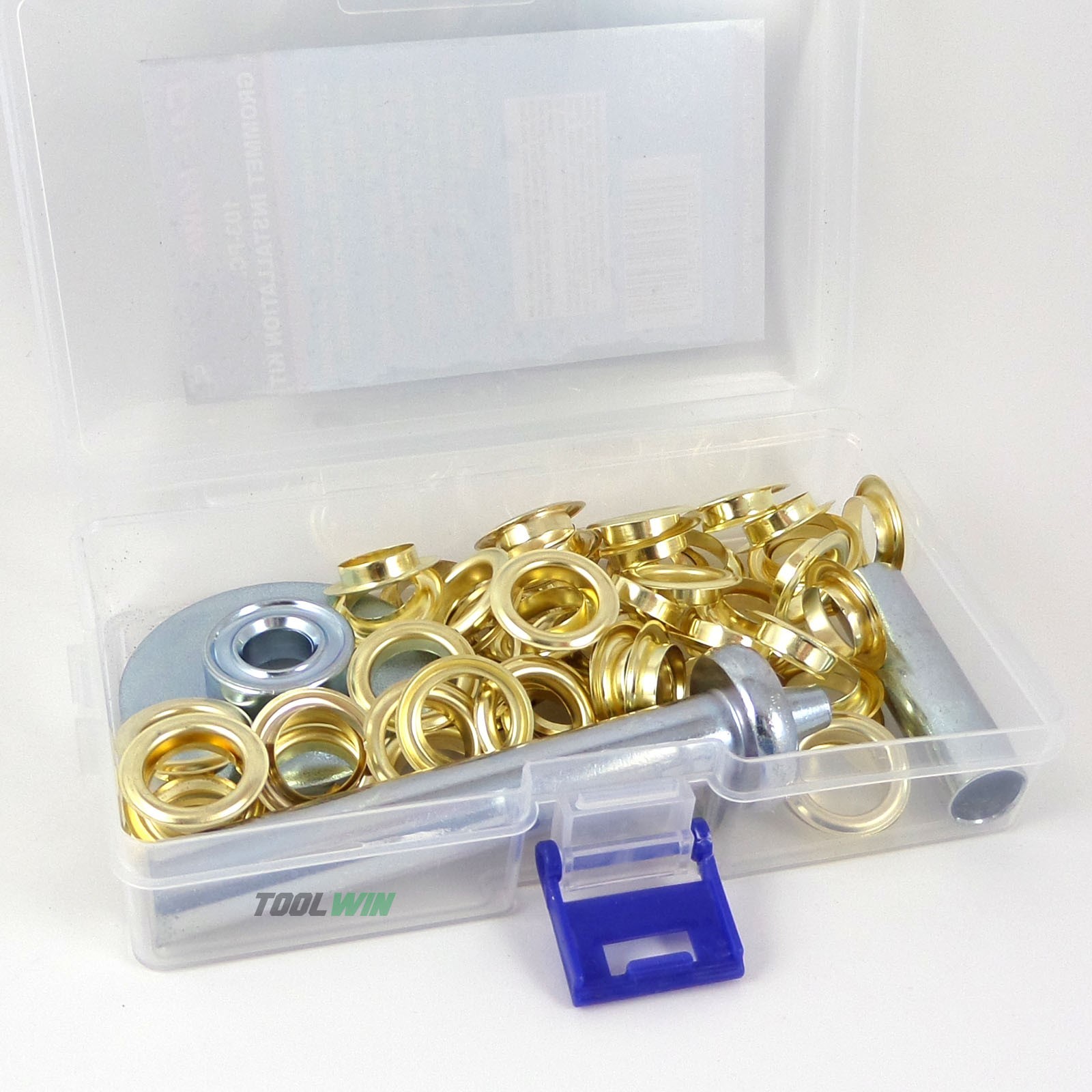 Grommet Tool Kit with 100 1/2" Brass Coated Grommets