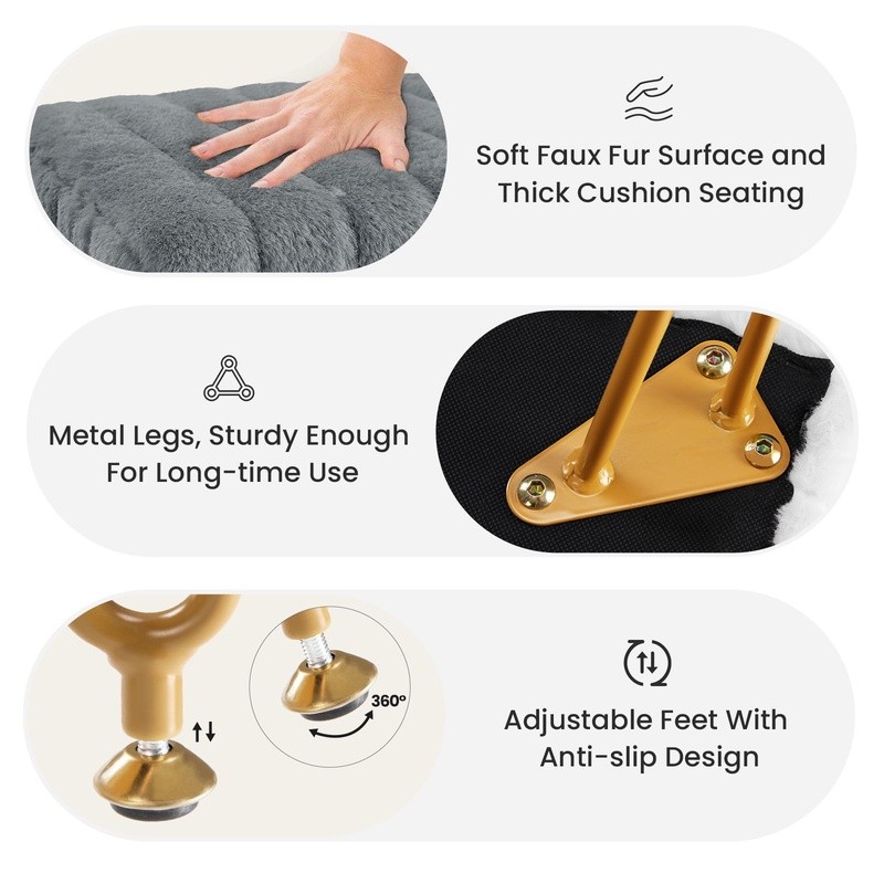 Modern Vanity Stool Chair W/ Hidden Storage Comfortable Seat Makeup & Lounge New