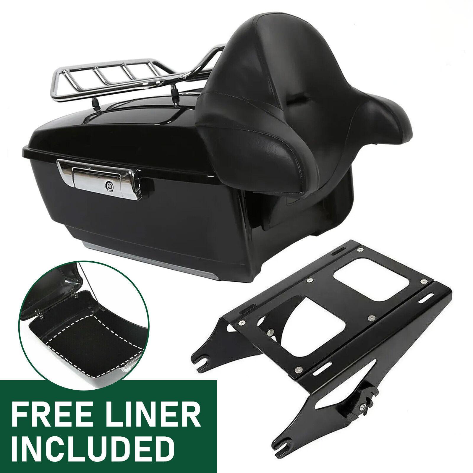 Black King Trunk Pack Mount Rack For Harley Davidson Touring Street Glide 14-26