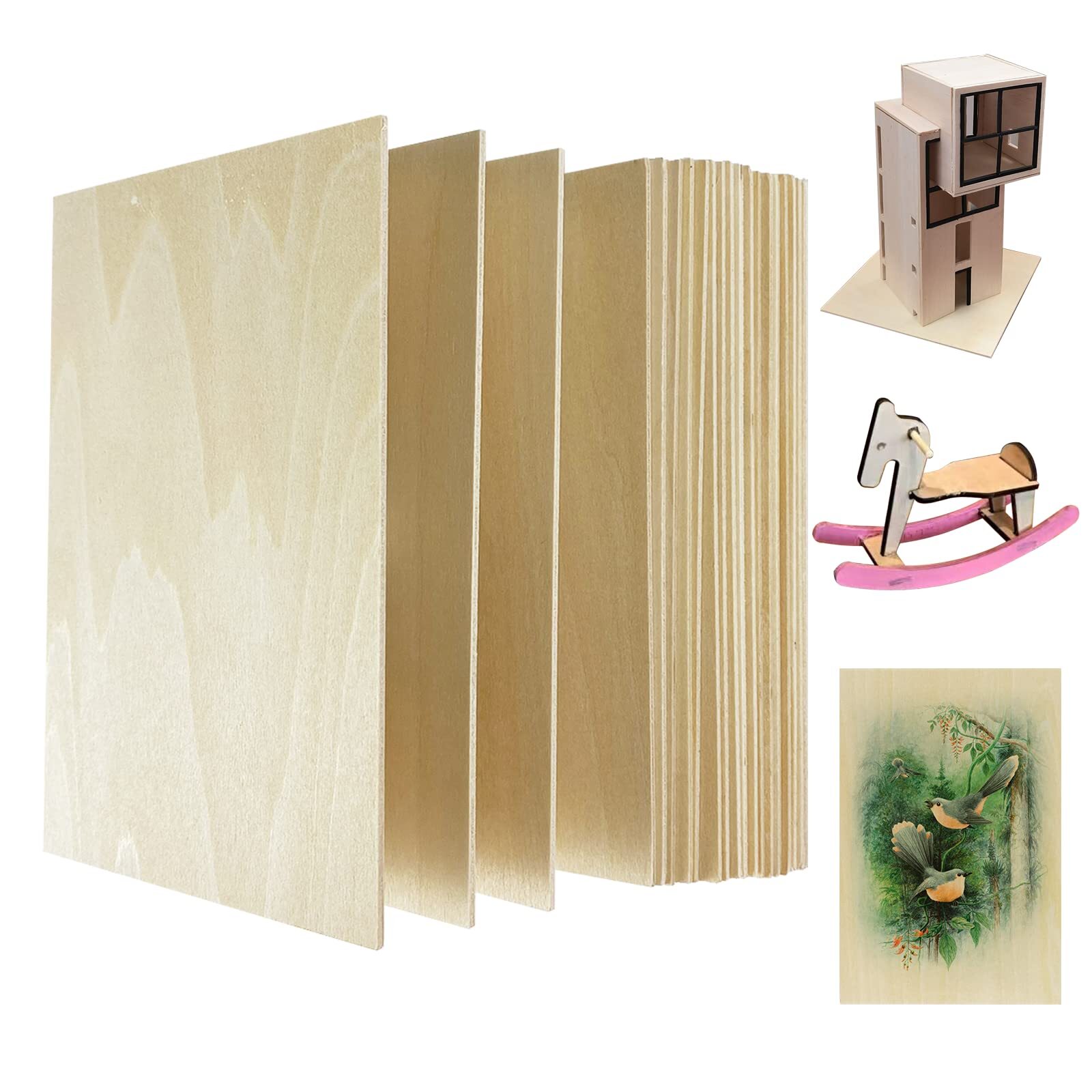 20 Pack Basswood Sheets for Craft Laser Wood Burning Wooden DIY Ornaments