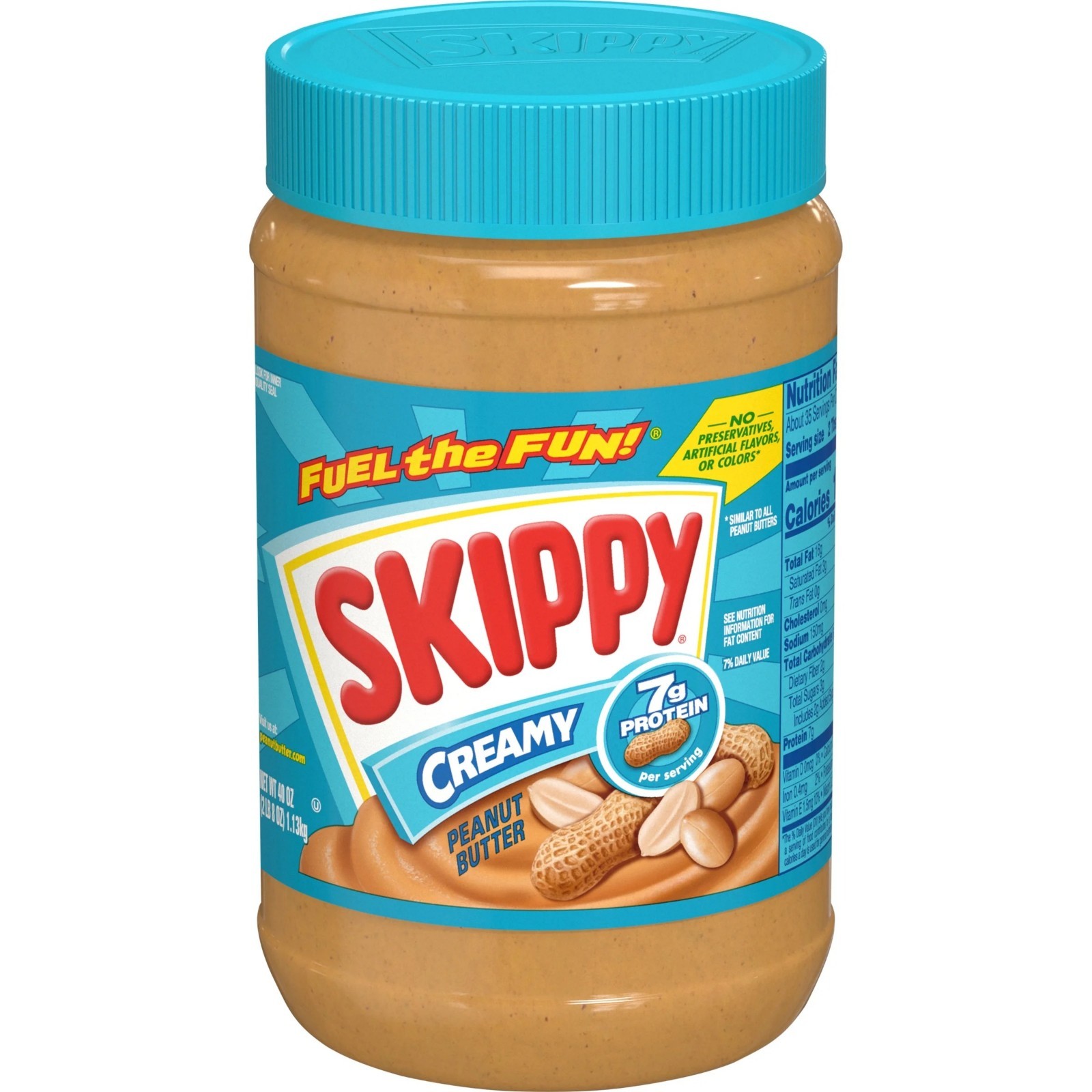 SKIPPY Creamy Peanut Butter Spread, Plastic Jar 40 oz (2 Pack)