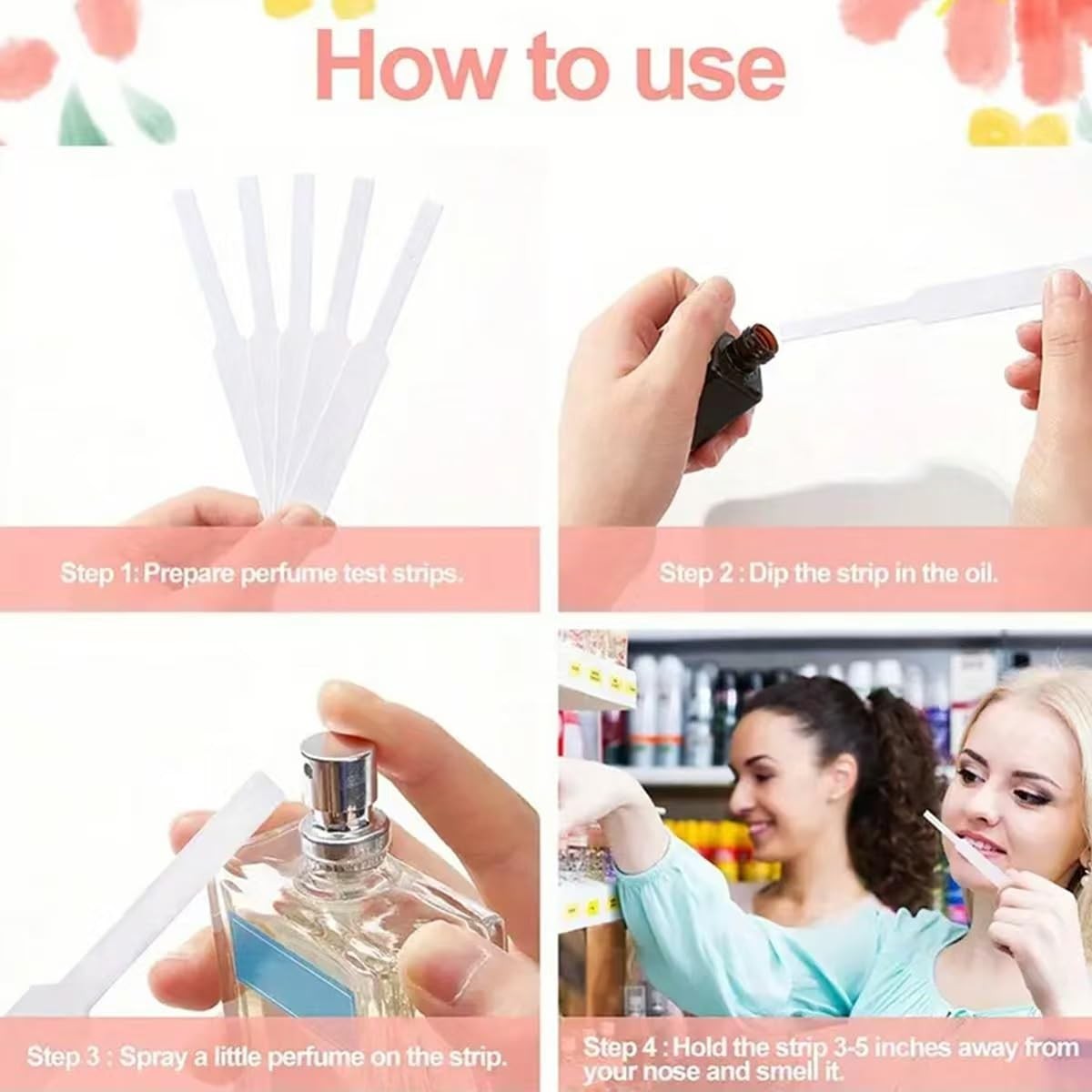 QISLOA 200 PCS Perfume Test Strips Disposable White Tester Strips...