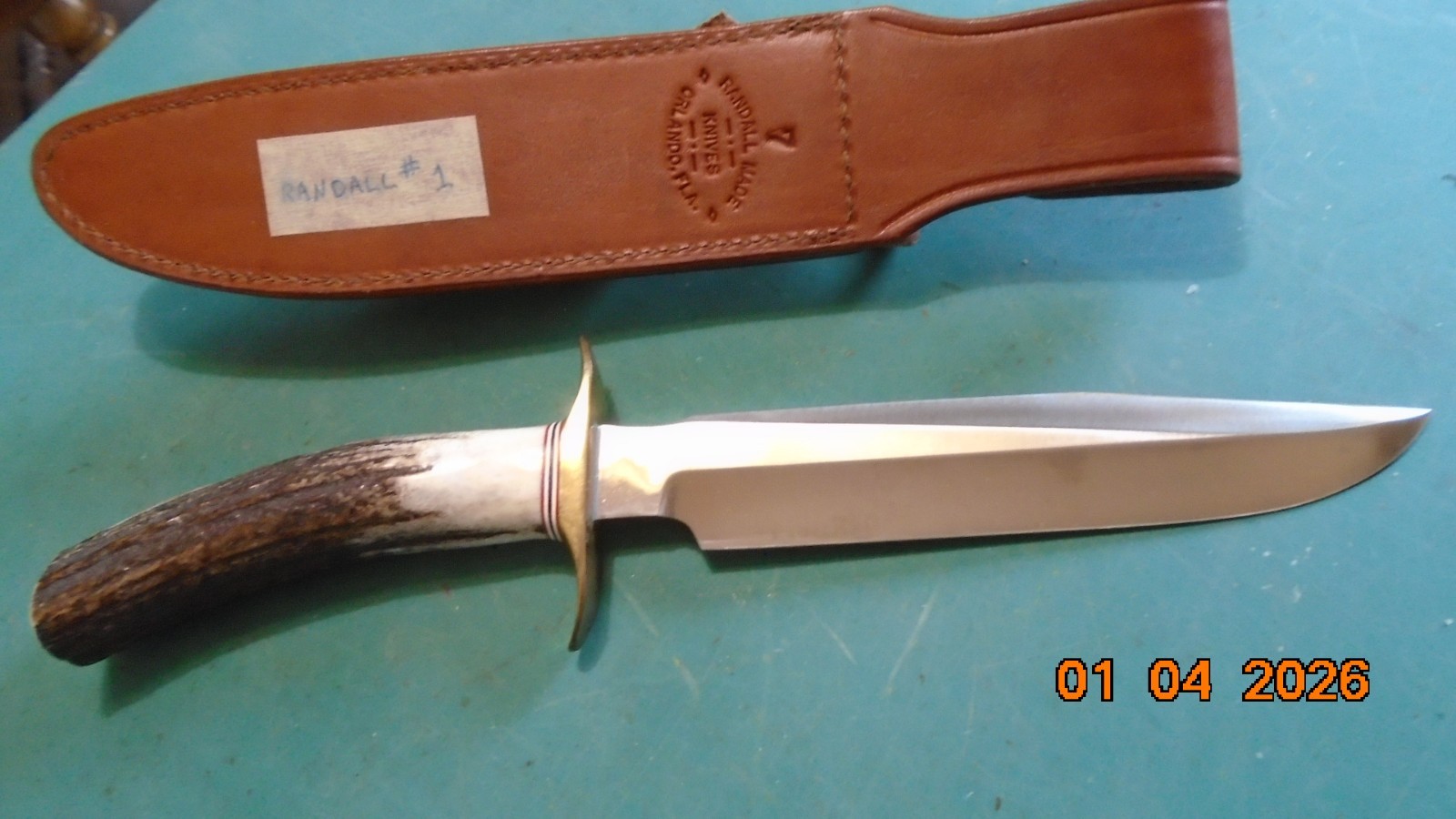Vintage RANDALL #`1 -7" Stag Handle Fighting Bowie Knife / Sheath NEW UNUSED !!!