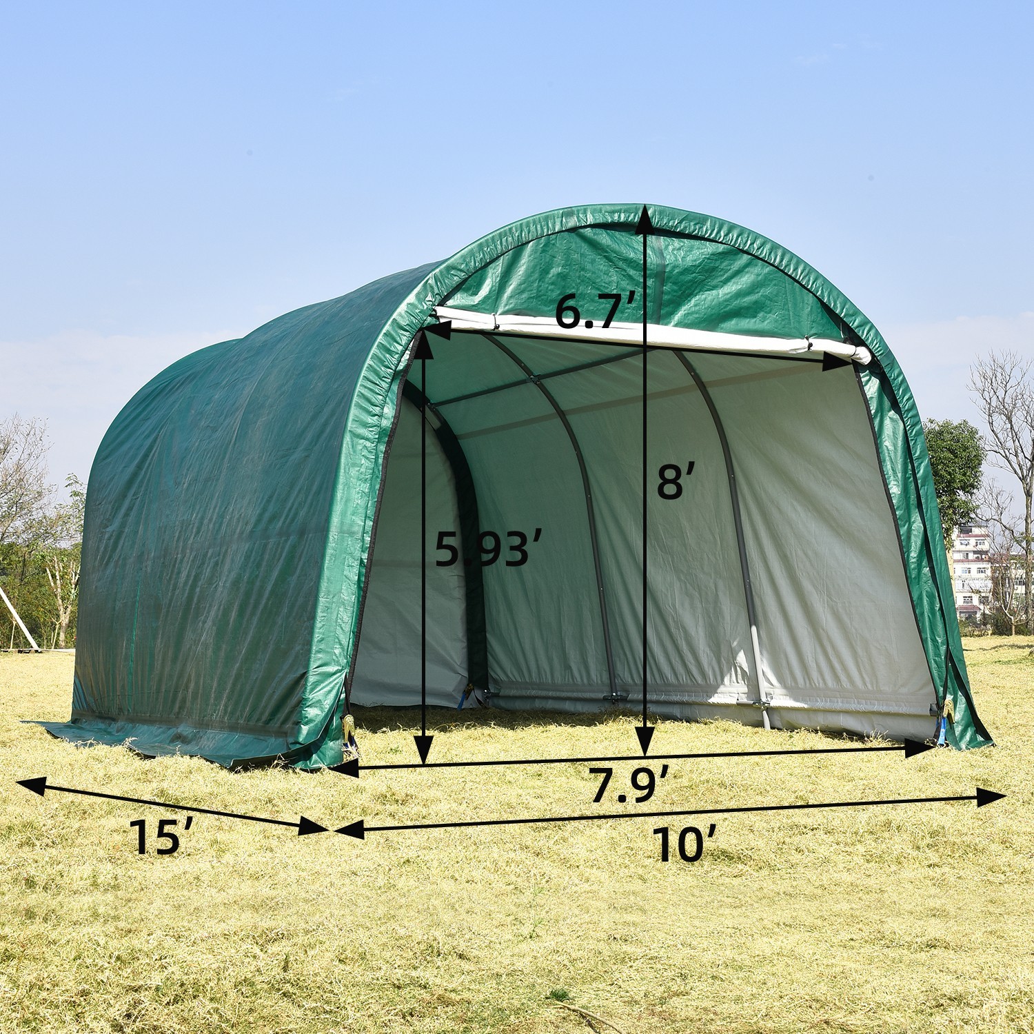 10x15/20ft Carport Heavy Duty Car Tent Garage Canopy Storage Shed Frame & Cover