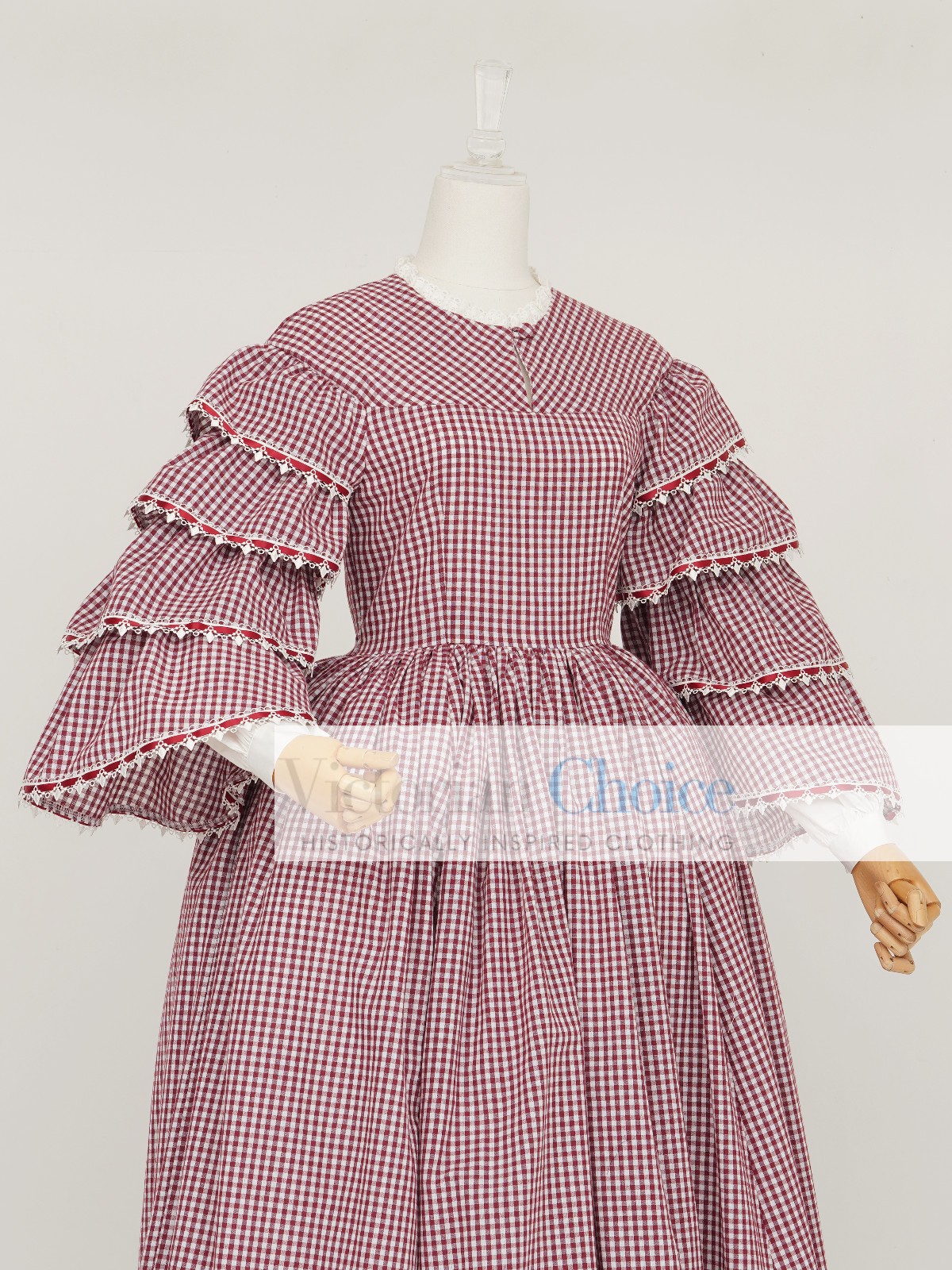 Victorian Dickens Plaid Dress Civil War 1850s 1860s Pioneer Women Theater 260