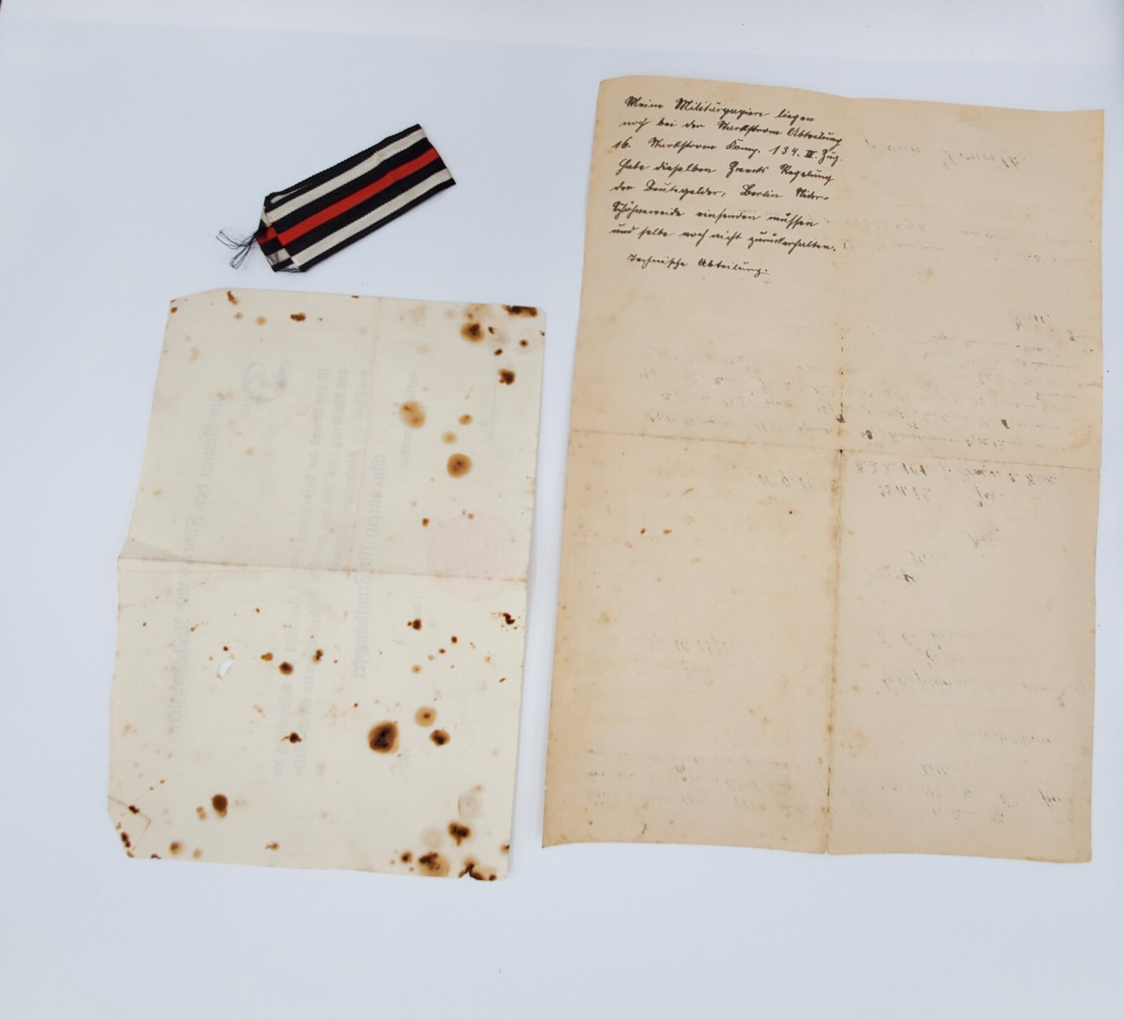 WWI WW1 Original German Somme veteran service record set award documents ribbon