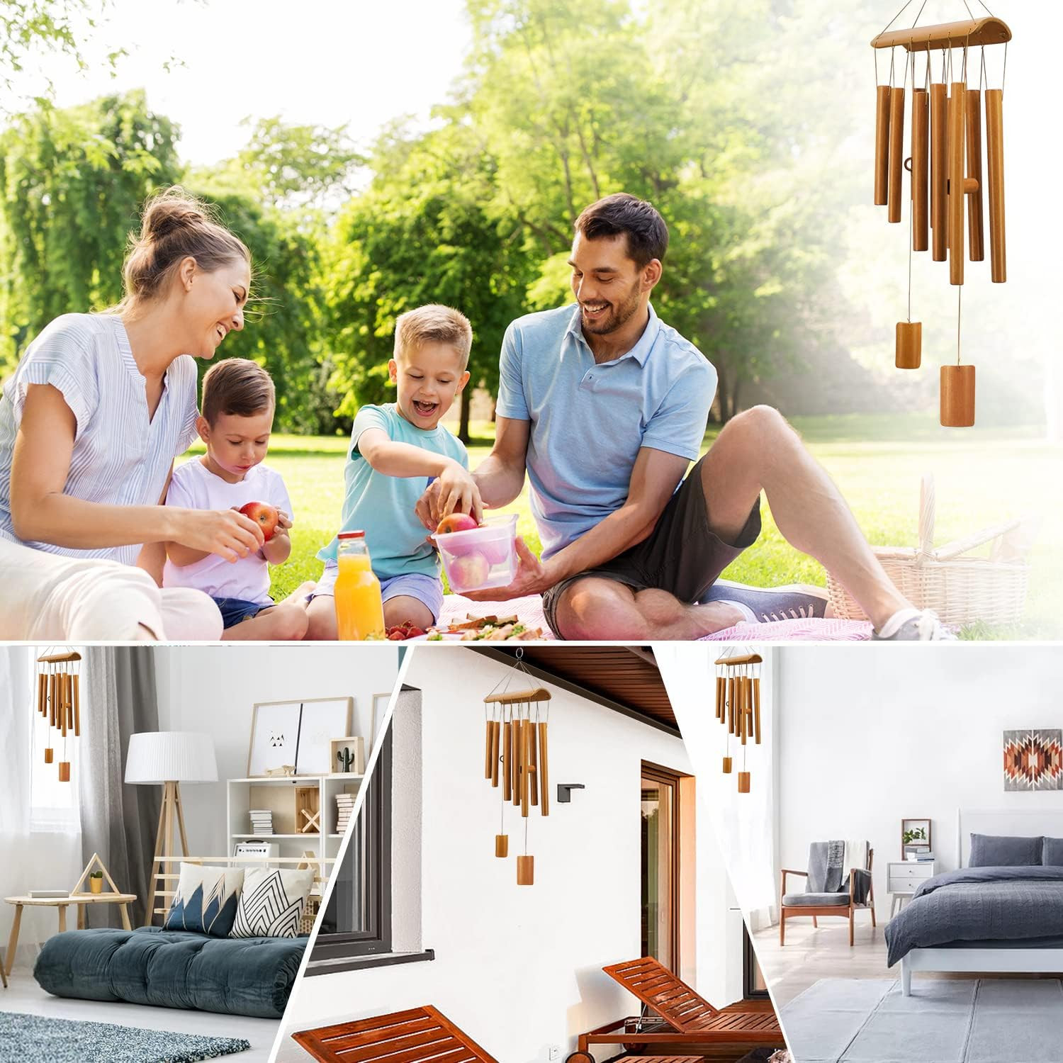 Windchimes Outdoors, Memorial Wind Chimes, Bamboo Wind Chimes for outside Cleara