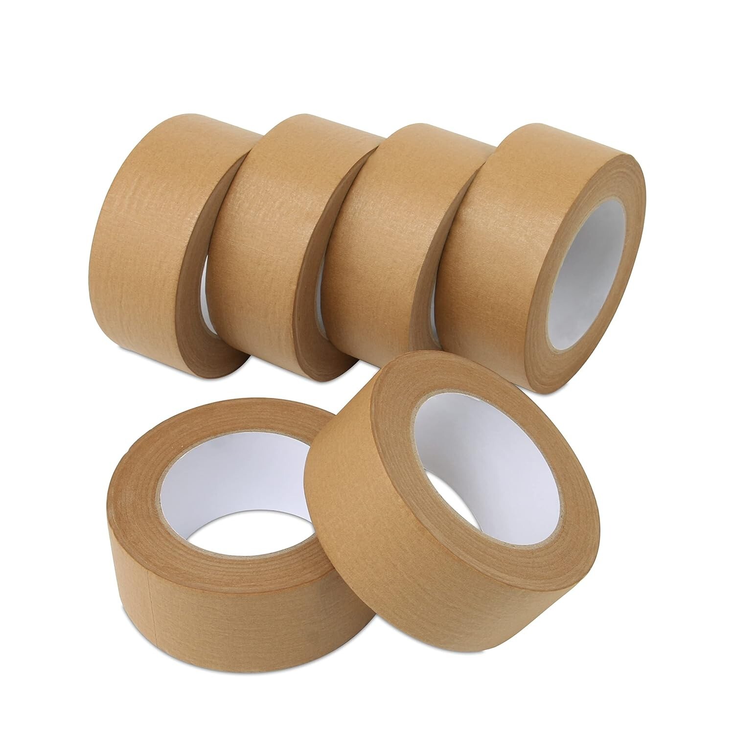6 Rolls 2"x55 Yard Self-Adhesive Kraft Paper Carton Box Sealing Packing Tape