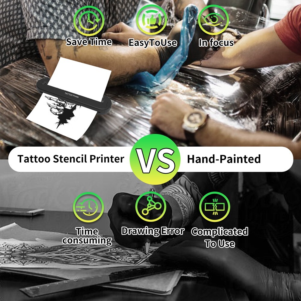 YILONG ATS886 Lite Wireless Tattoo Thermal Stencil Printer Machine Bluetooth PC