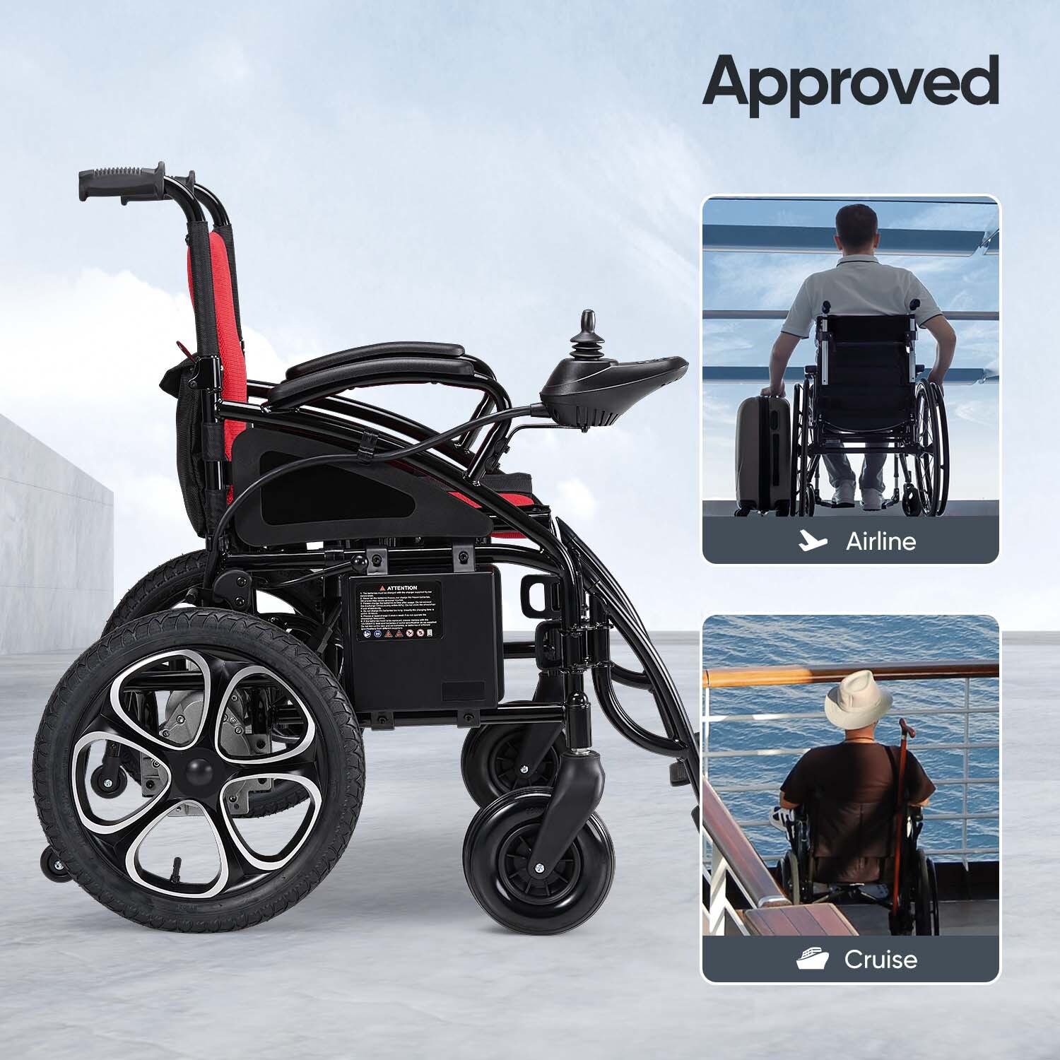 All Terrain Electric Wheelchair Heavy Duty 500W Foldable Electric Wheelchairs