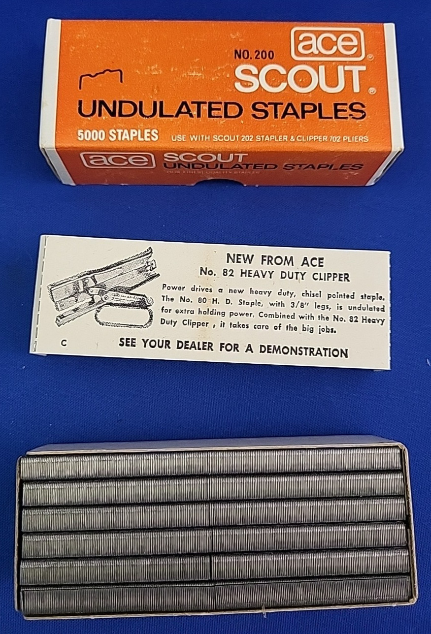 Ace Scout Undulated Chisel Point Staples 200 Use Scout 202 or Clipper 702 Pliers