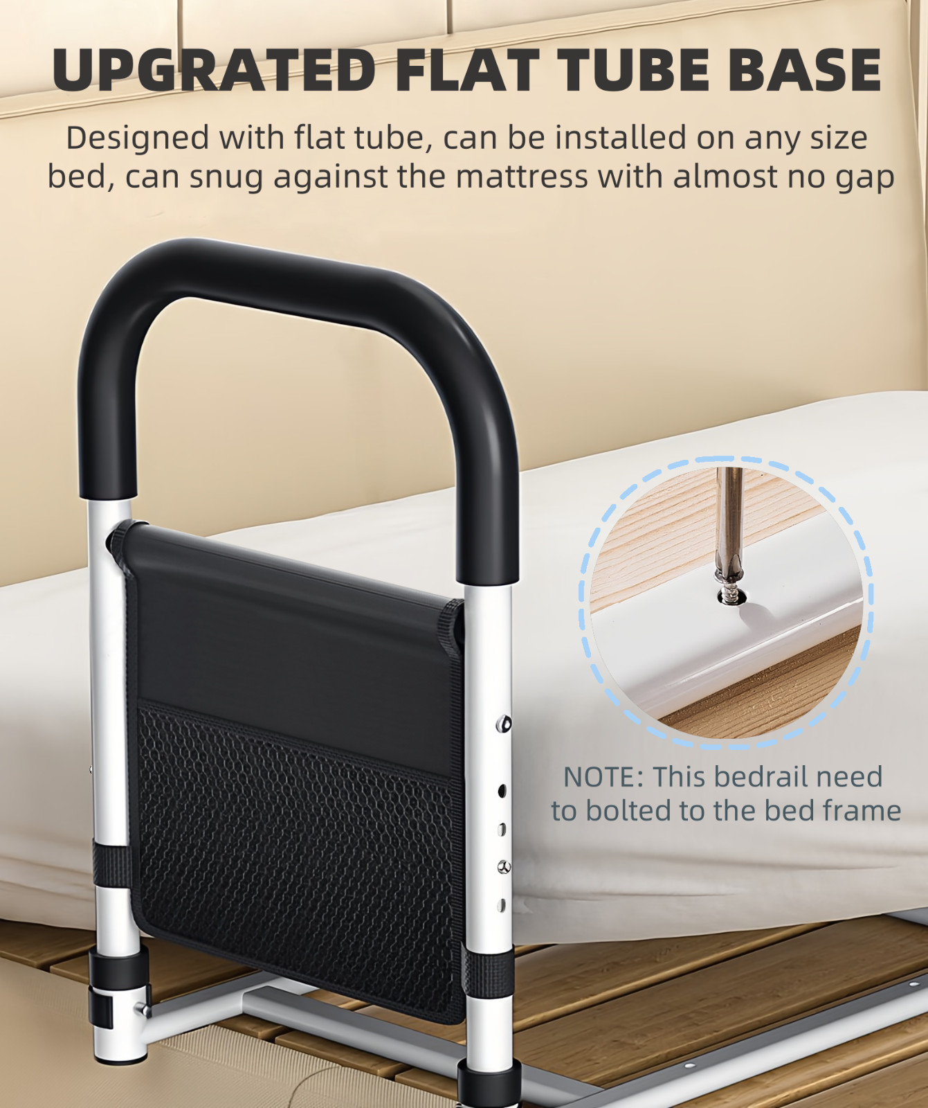 Bed Rails for Elderly Adults, Bed Side Assist Rail for Seniors with Motion Light
