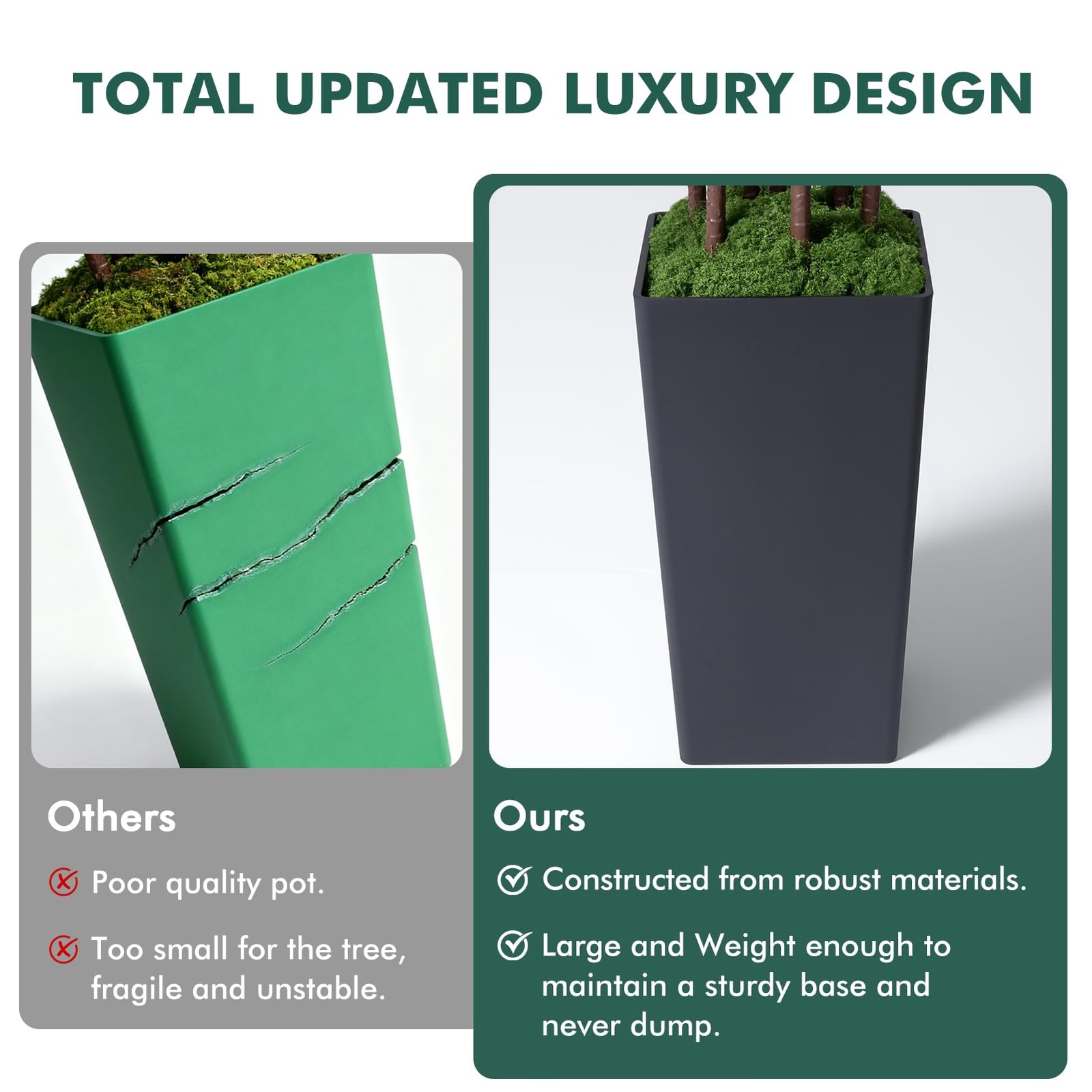 Artificial Dracaena Tree 5FT Fake Tree with Black Tall Planter Indoor Decor