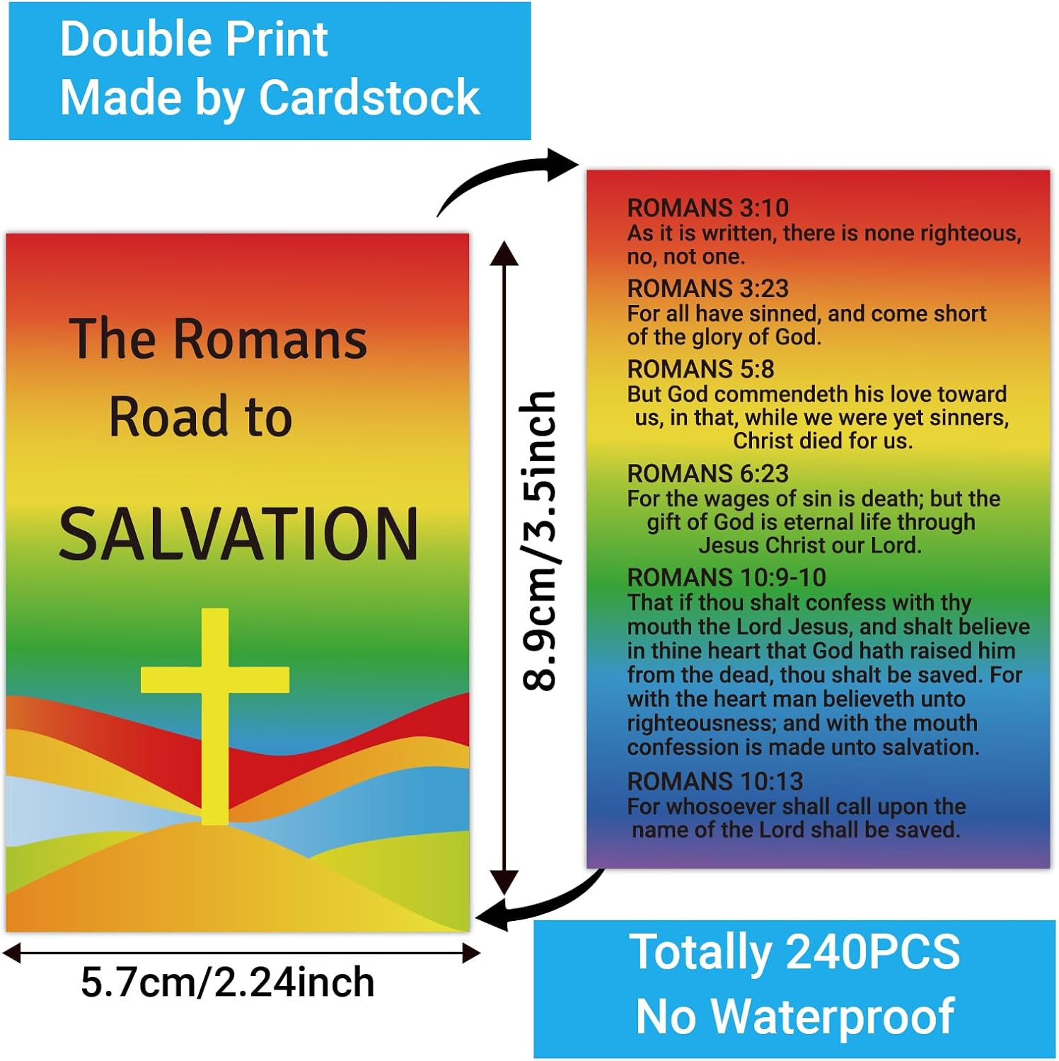 240pcs The Romans Road to Salvation Gospel Tracts Plan of Salvation Prayer Cards