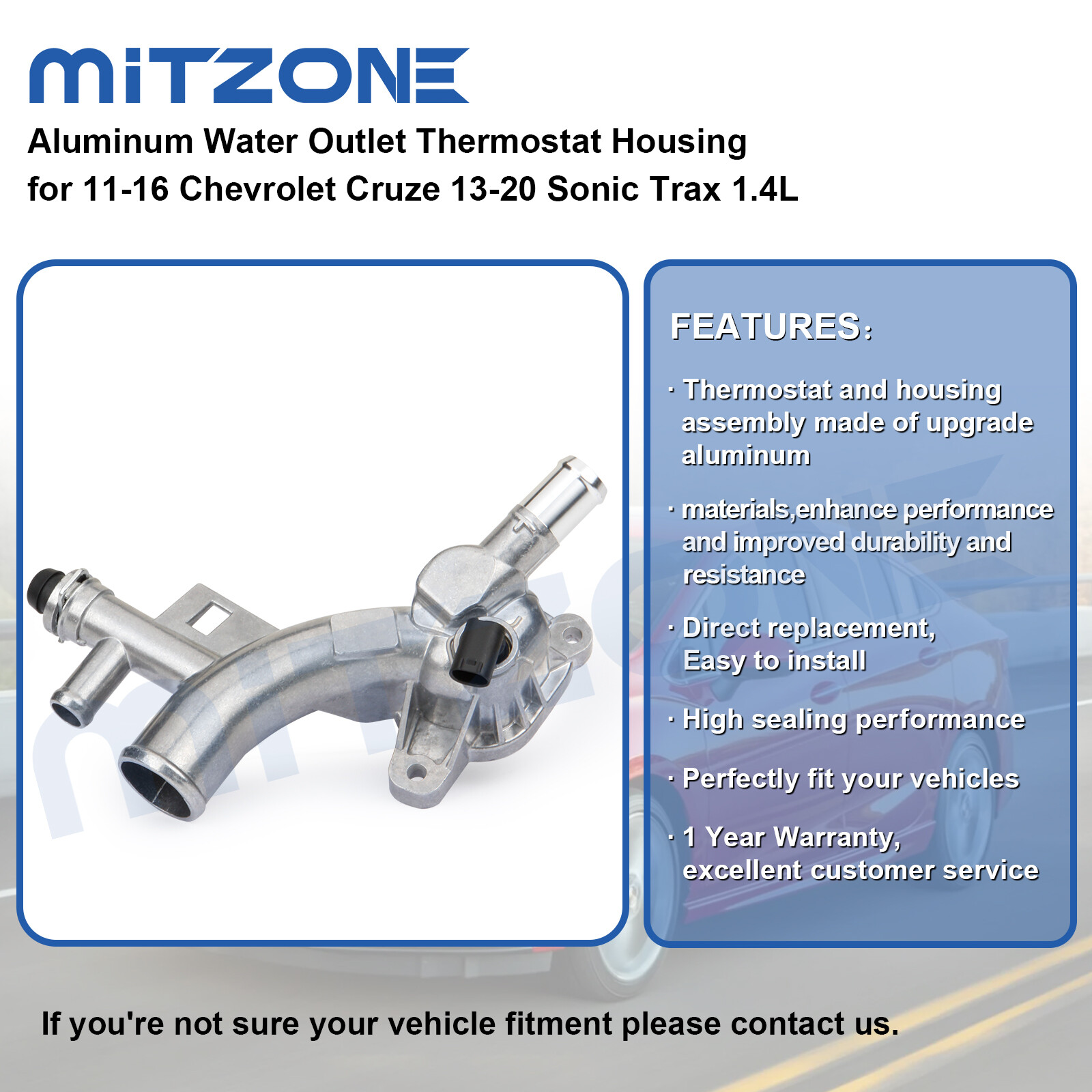 Aluminum Coolant Water Outlet w/ Inlet Hose for Chevrolet Cruze Sonic Trax 1.4L