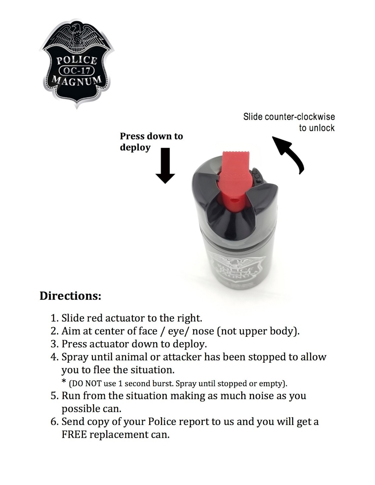 2 PACK Police Magnum pepper spray 1/2oz HP Safety Lock Personal Defense Security