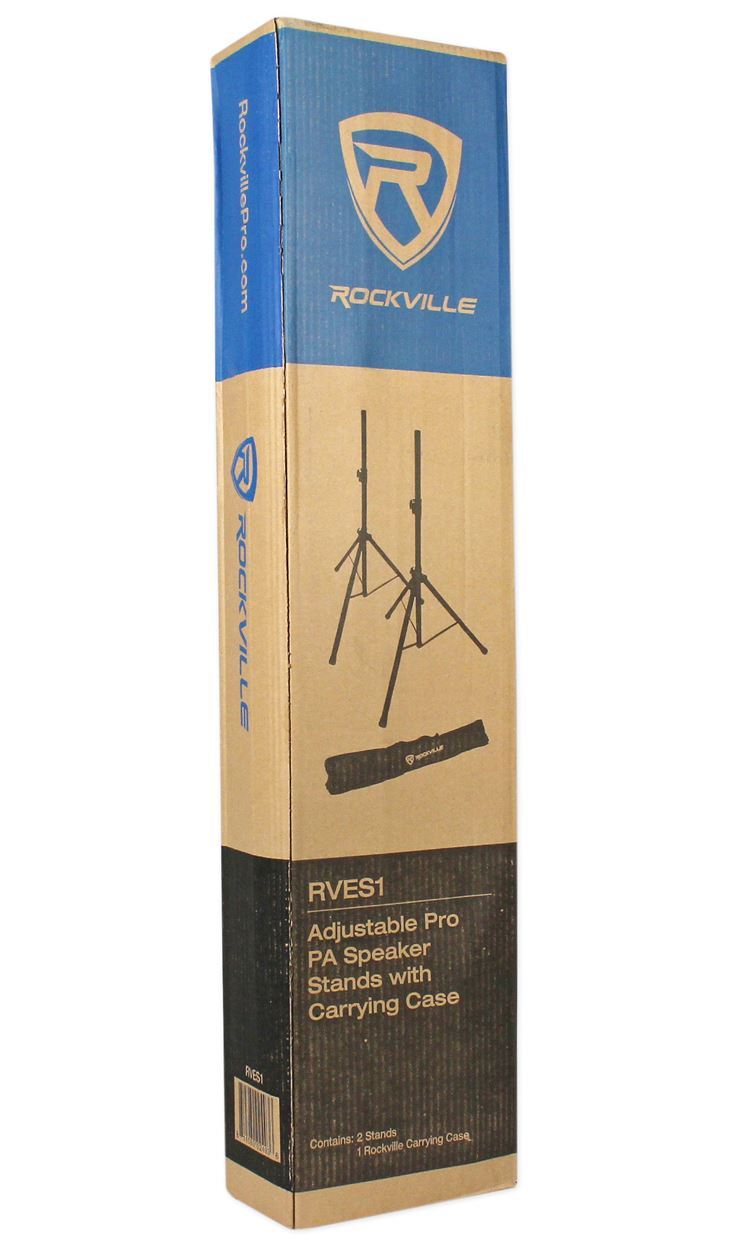 Pair Rockville RVES1 Adjustable Tripod DJ PA Speaker Stands+Carry Bag/Universal