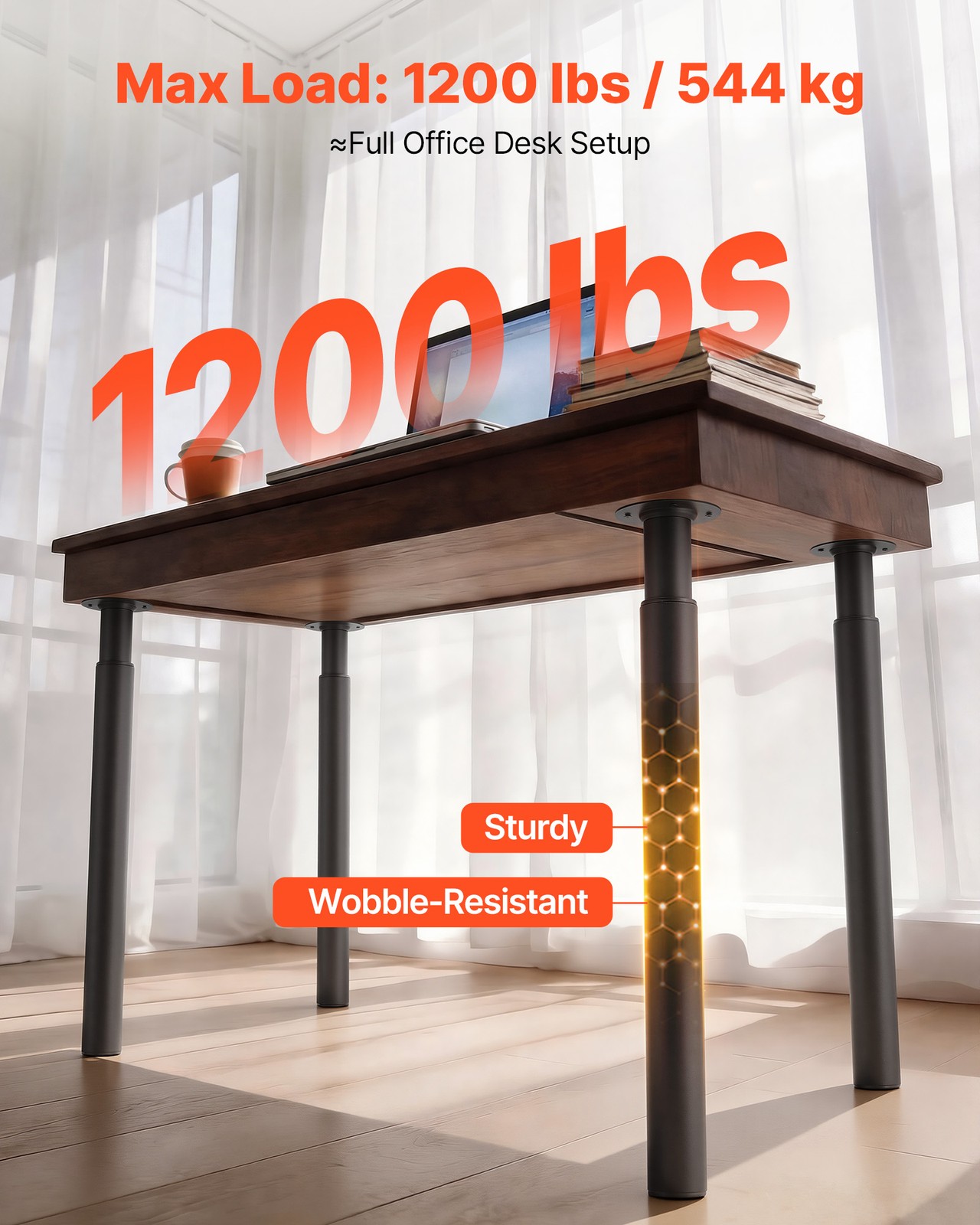 VEVOR Adjustable Steel Table Legs 28-43 in 1200 lbs Heavy Duty Set of 4 Black