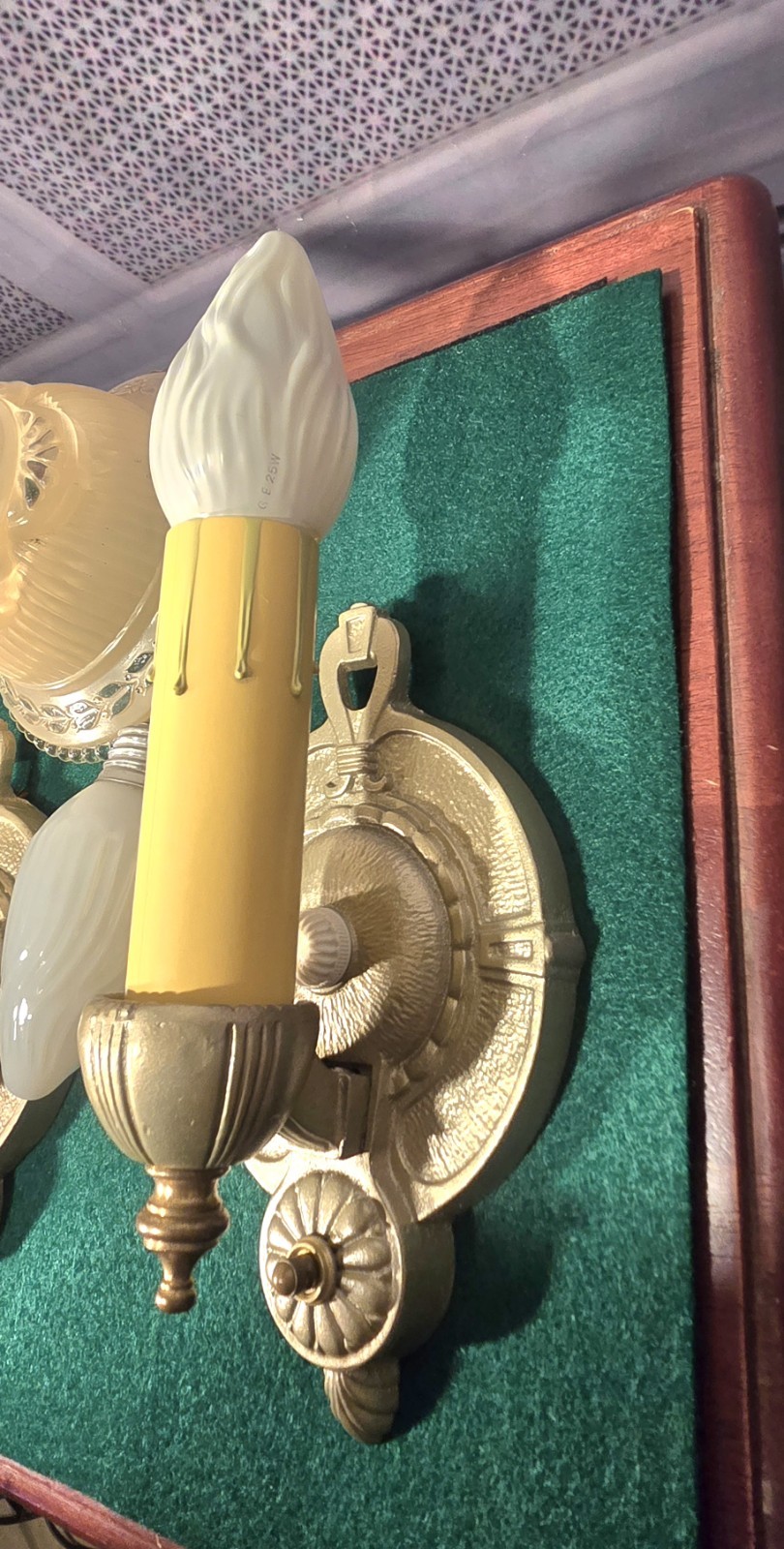 Trio Antique 1930's Markel Slip Shade Candle Wall Sconces Restored Cast Iron