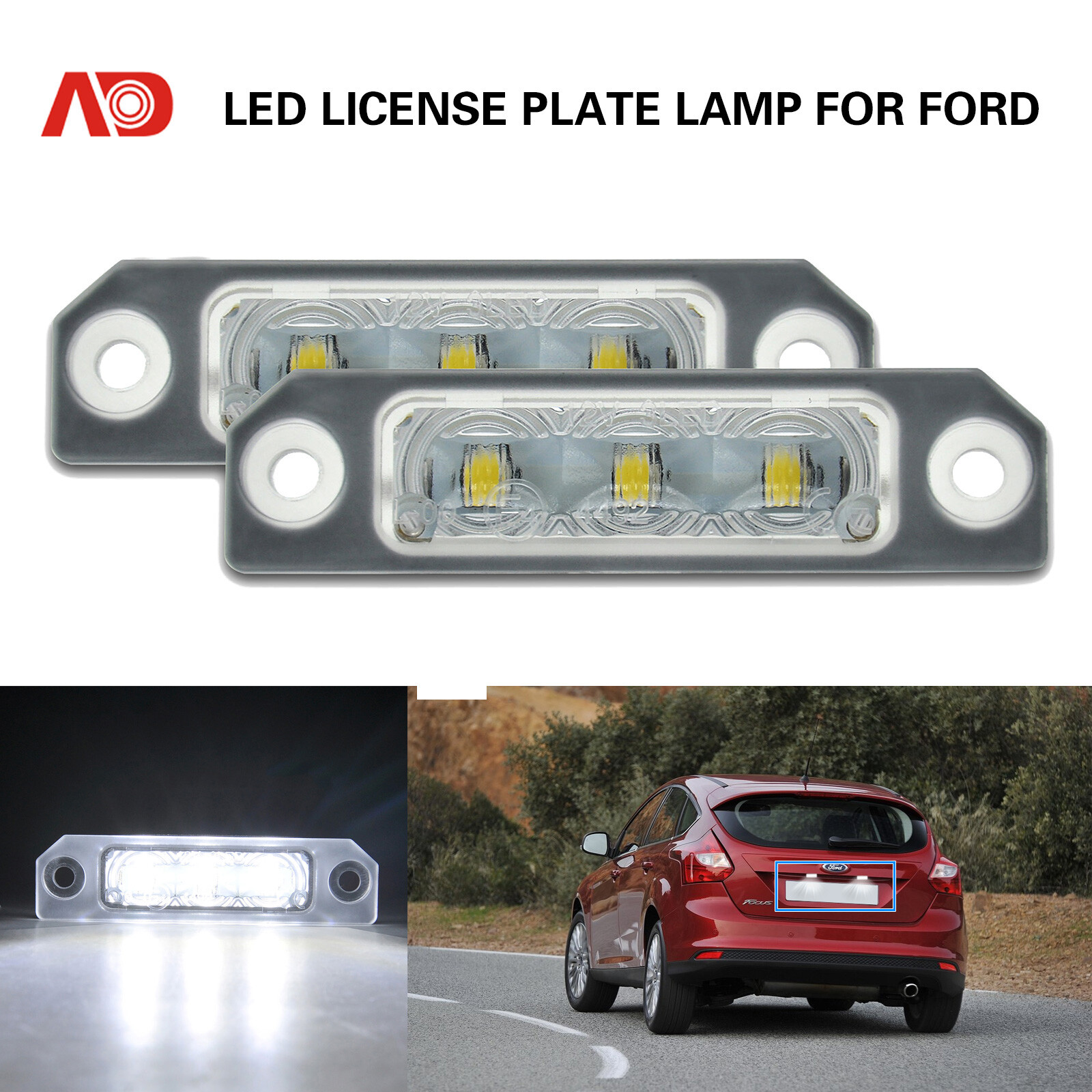 2x LED License Plate Light Tag Lamp For Ford Fusion Focus Mustang Flex Taurus SE