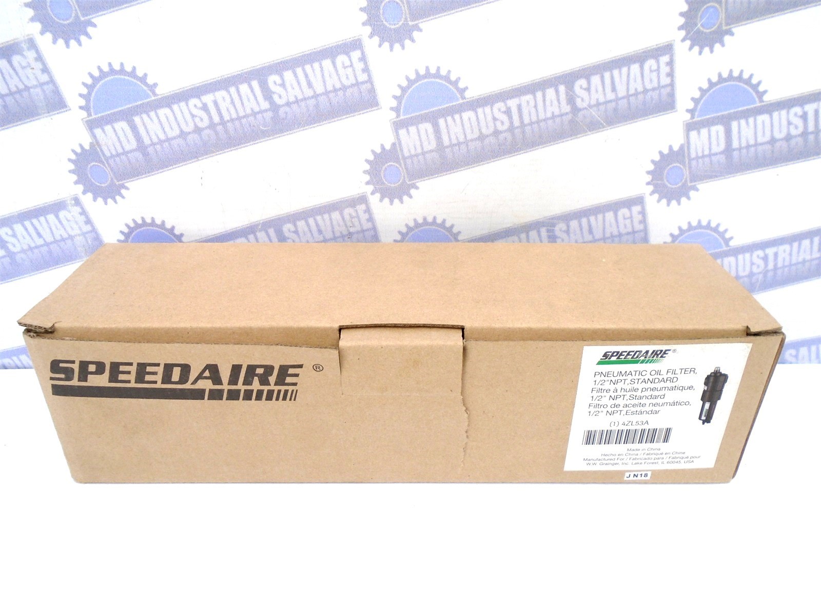 SPEEDAIRE - 4ZL53A - AIR Coalescing OIL FILTER - 250psi, 1/2"NPT, 0.01m, 60 cfm