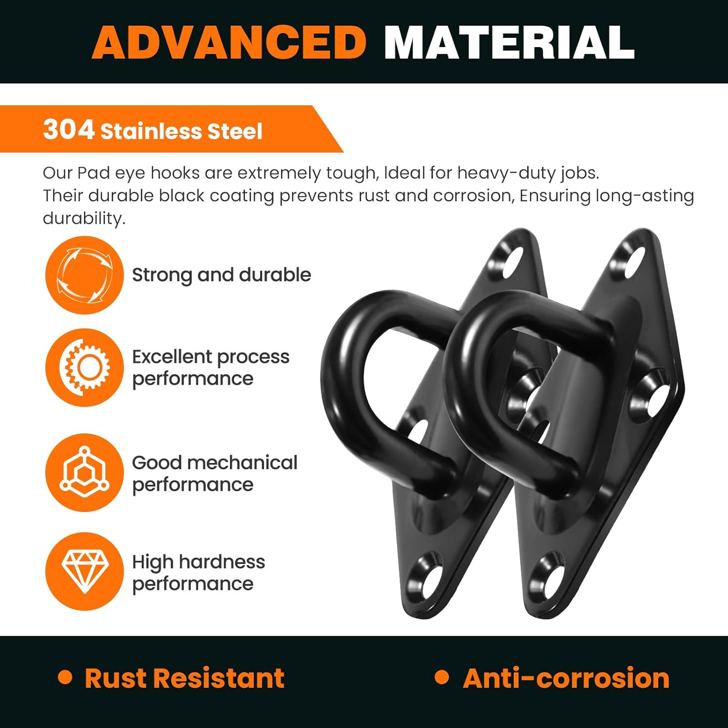 1700 Lb Capacity Hammock Hanging Kit, 2 Pack M10 Premium Heavy Duty Pad Eye Hook