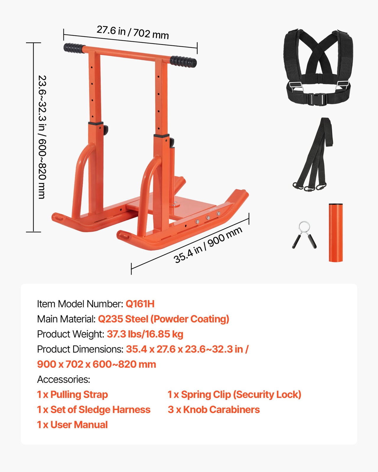 VEVOR Weight Power Pull Push Sled Workout Fitness Strength Speed Training Sled