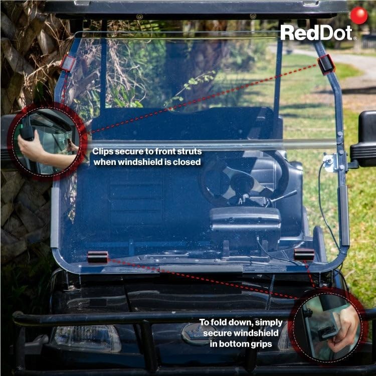 RedDot 1/4" Folding Golf Cart Windshield for Evolution Classic & Forester - Clea