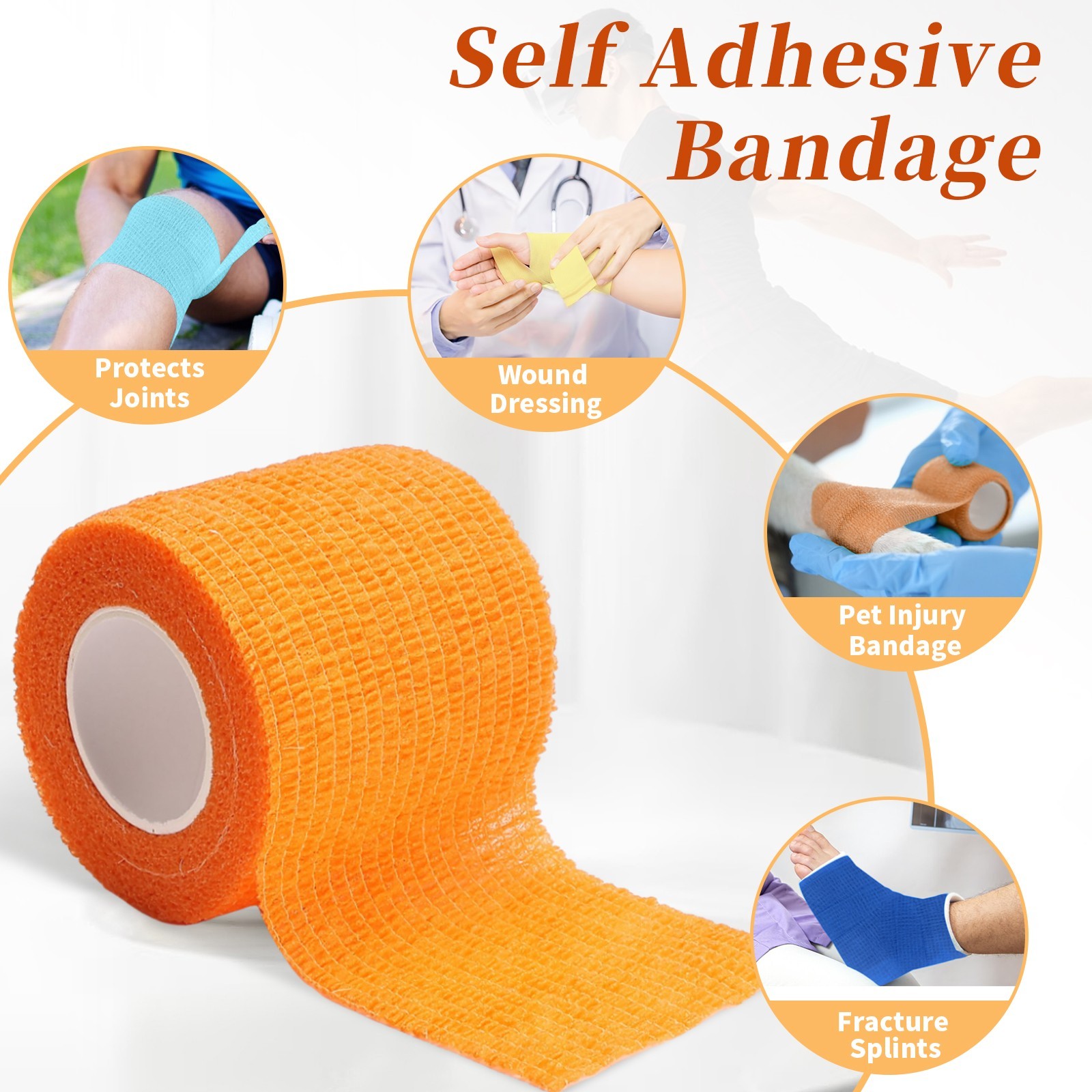 24-Rolls Self Adhesive Bandage Wrap, Vet Medical Tape 2 In x 5 Yds Multi-Color