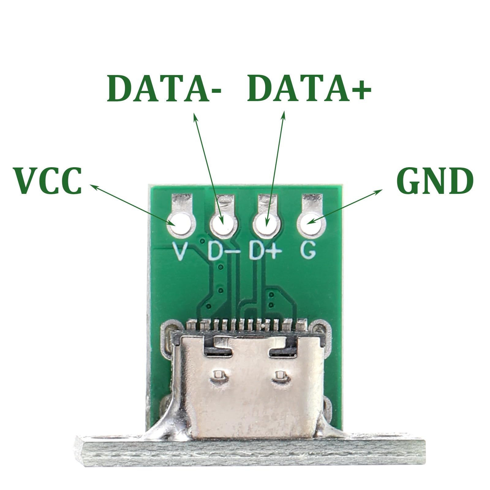 10 Pcs USB C Panel Mount Connector DIY Type C Female Socket Green