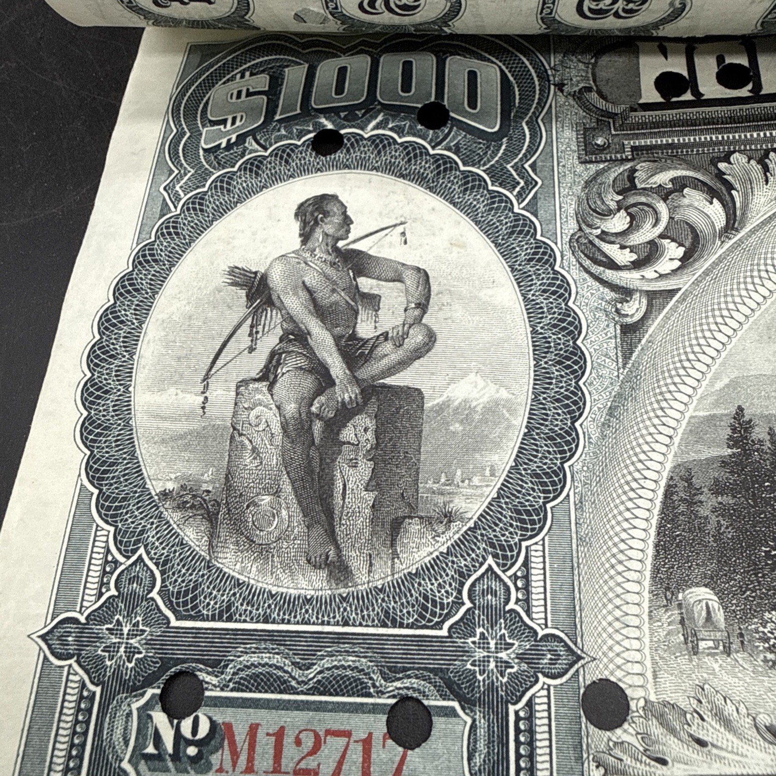 Northern Pacific Railway Co. 1897 dated $1,000 Railroad Gold Bond Gorgeous