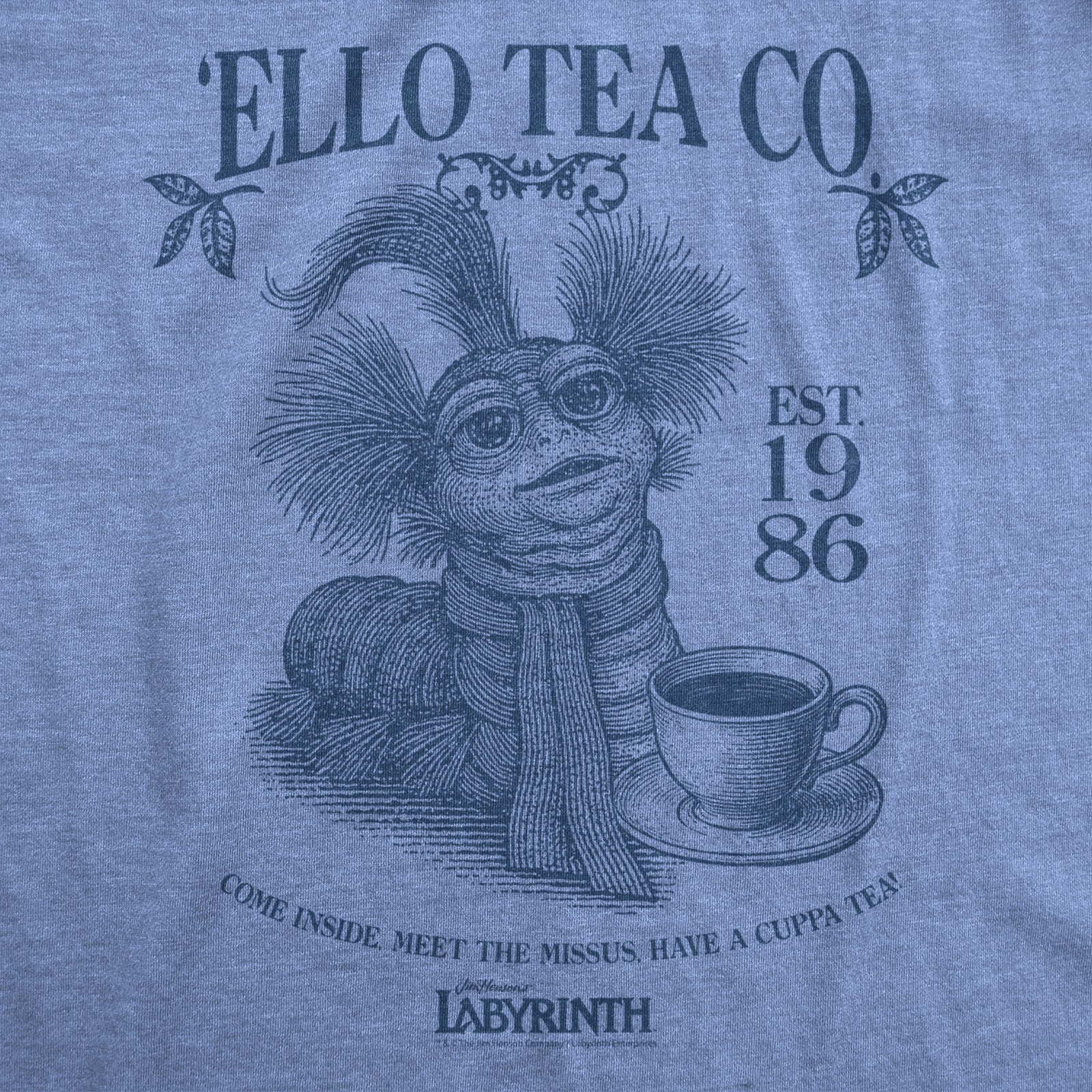 Womens Ello Tea Company Funny T Shirts Jim Henson's Labyrinth Worm Movie Tee For
