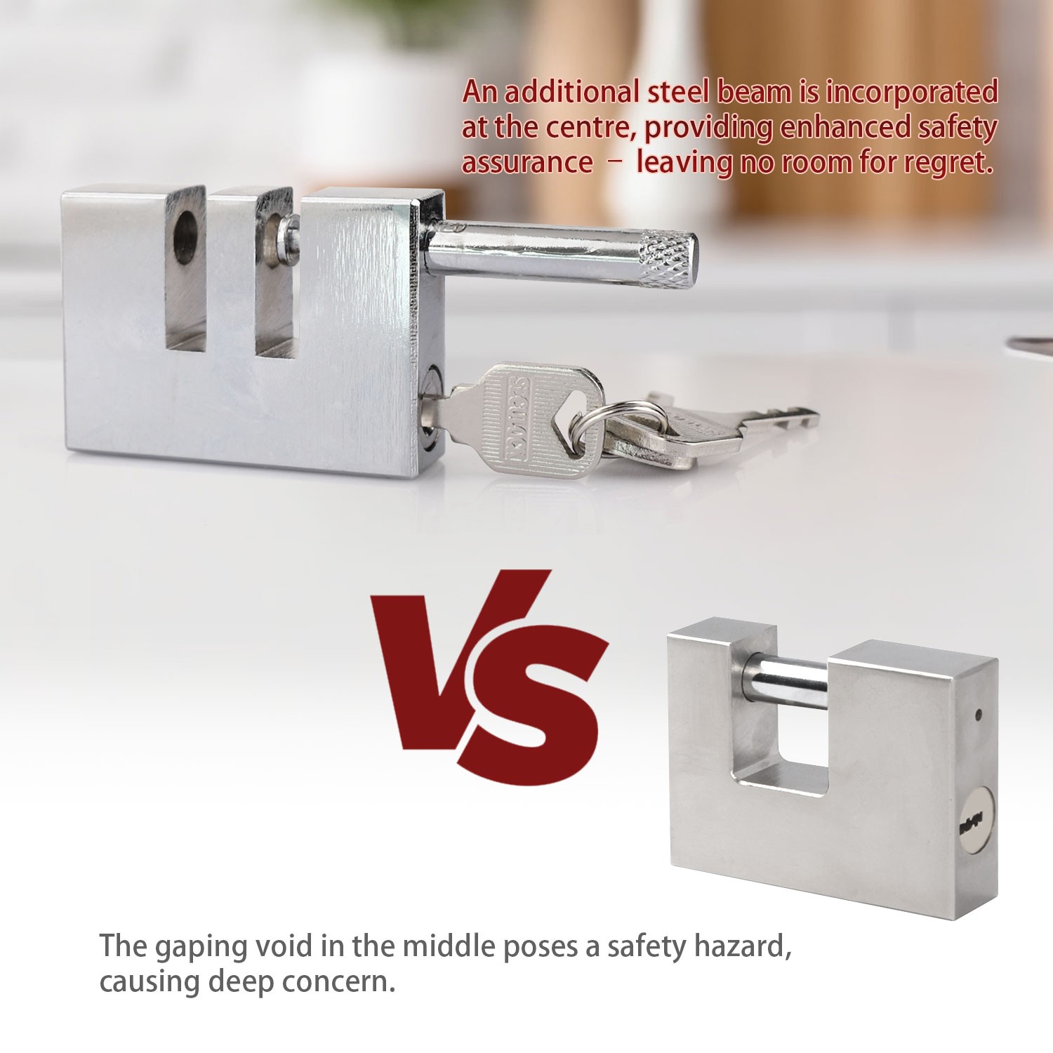 Stainless Steel Brake Pedal Lock Security Car Auto Clutch Lock Anti-theft W/3Key