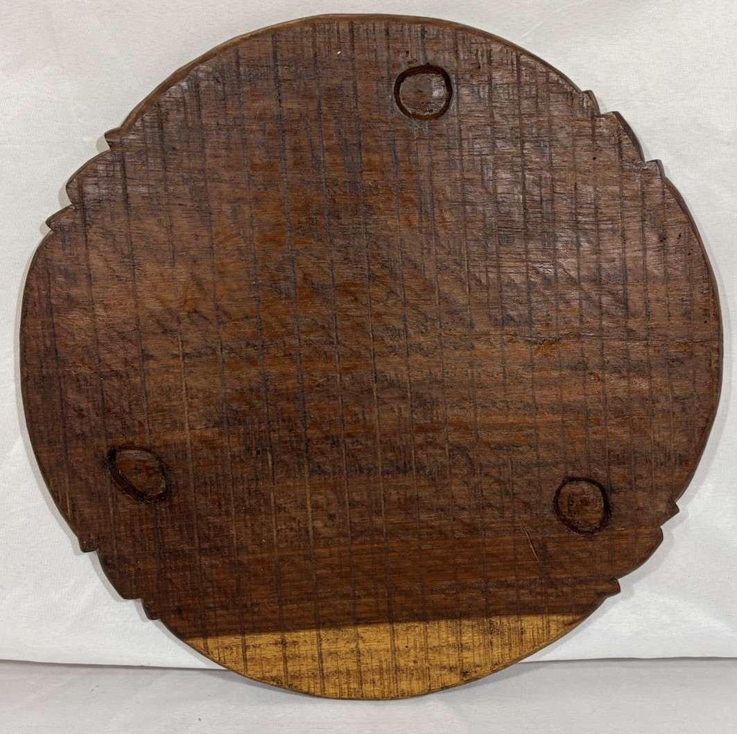 Vintage African? Folk Art Hand Carved Wood Table Top Tray Wall Art 19.25"D