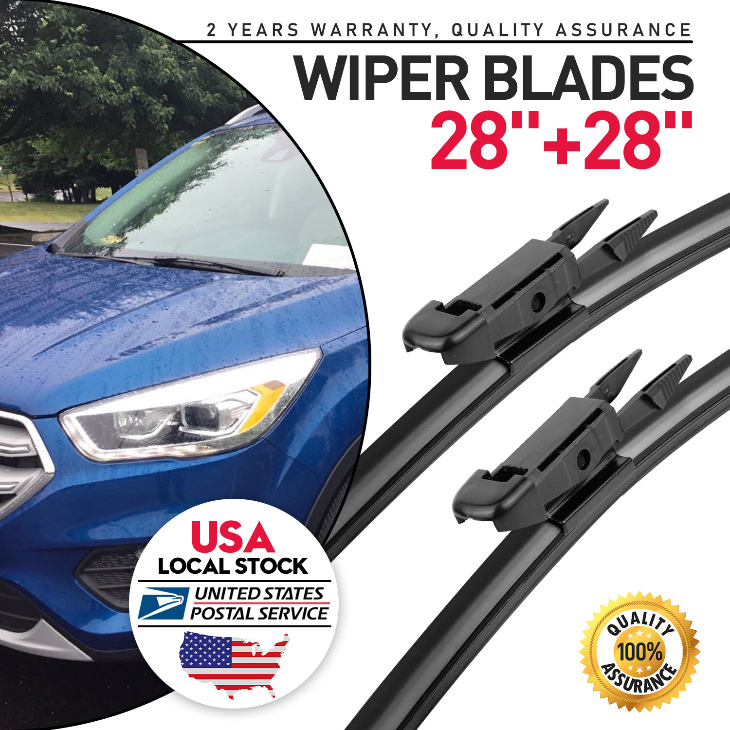 Set Of 28"&28" Clear Advantage Windshield Wiper Blades For Ford Focus 2012-2018